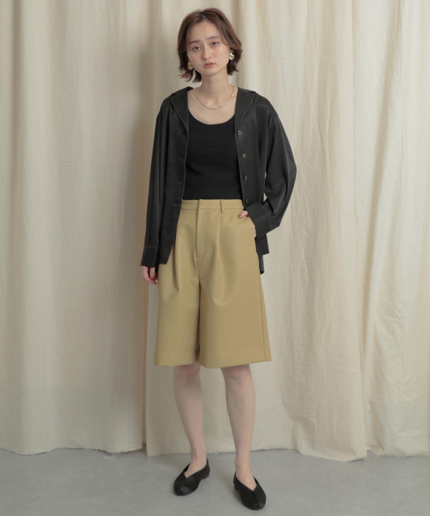 パイピングカイキンシャツ BLACK one