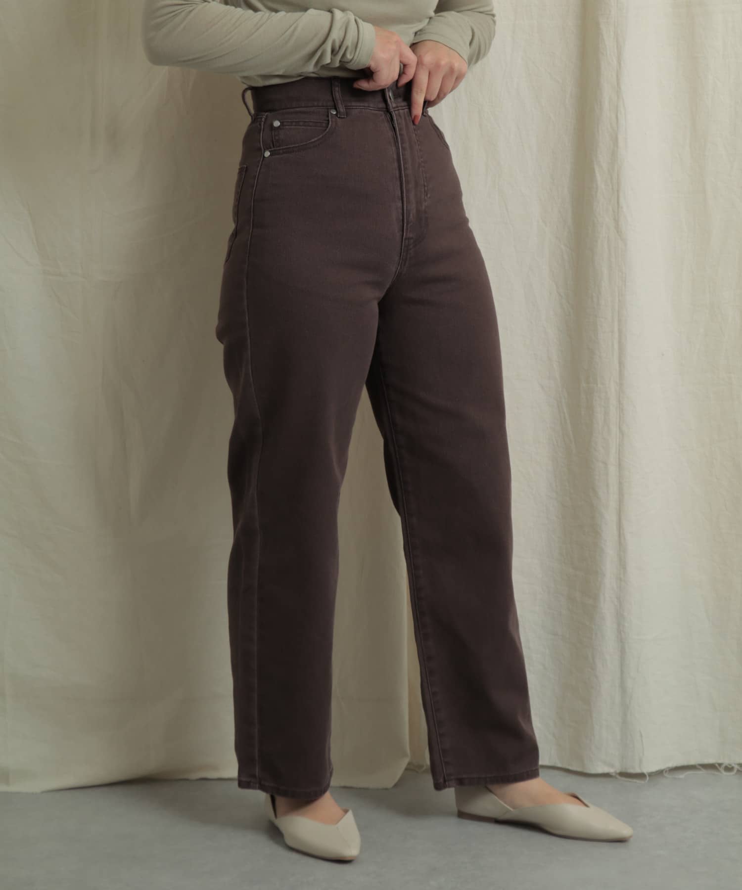 『Tallサイズあり』カラーカツラギパンツ BROWN S