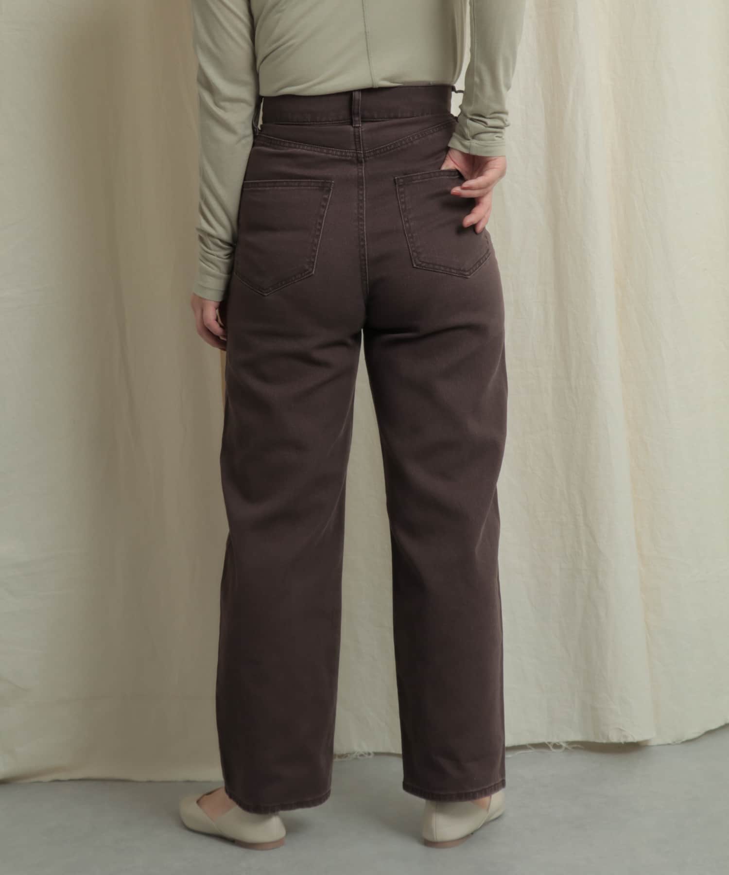 『Tallサイズあり』カラーカツラギパンツ BROWN S