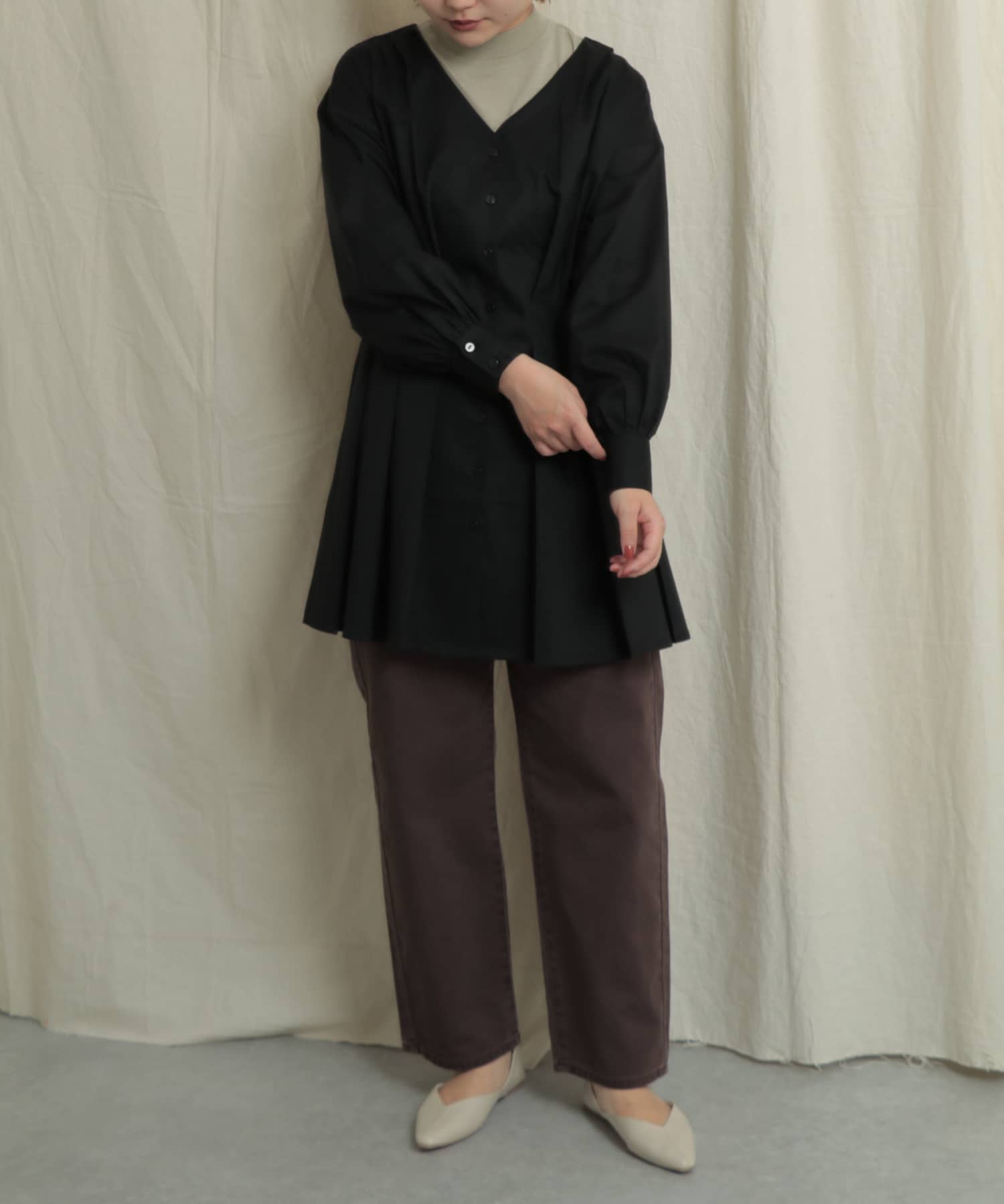 『Tallサイズあり』カラーカツラギパンツ BROWN S