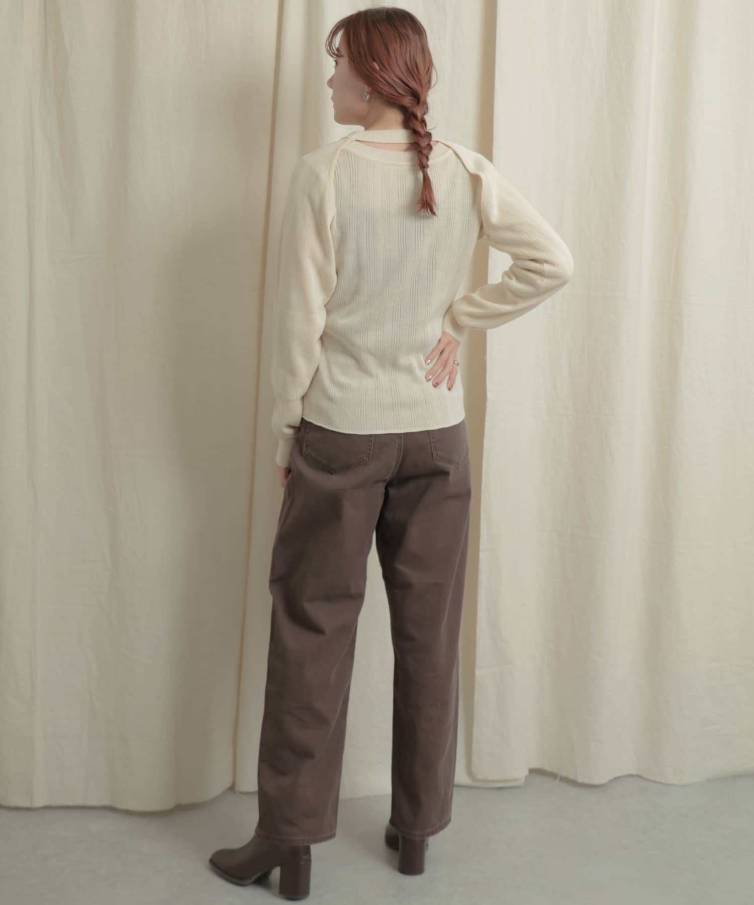 『Tallサイズあり』カラーカツラギパンツ BROWN M