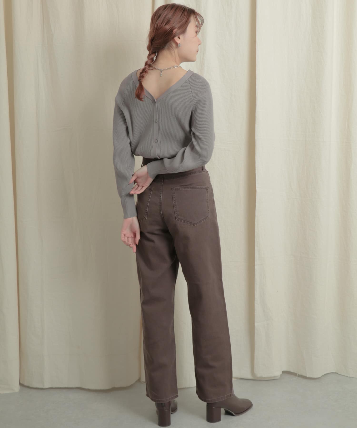 『Tallサイズあり』カラーカツラギパンツ BROWN M