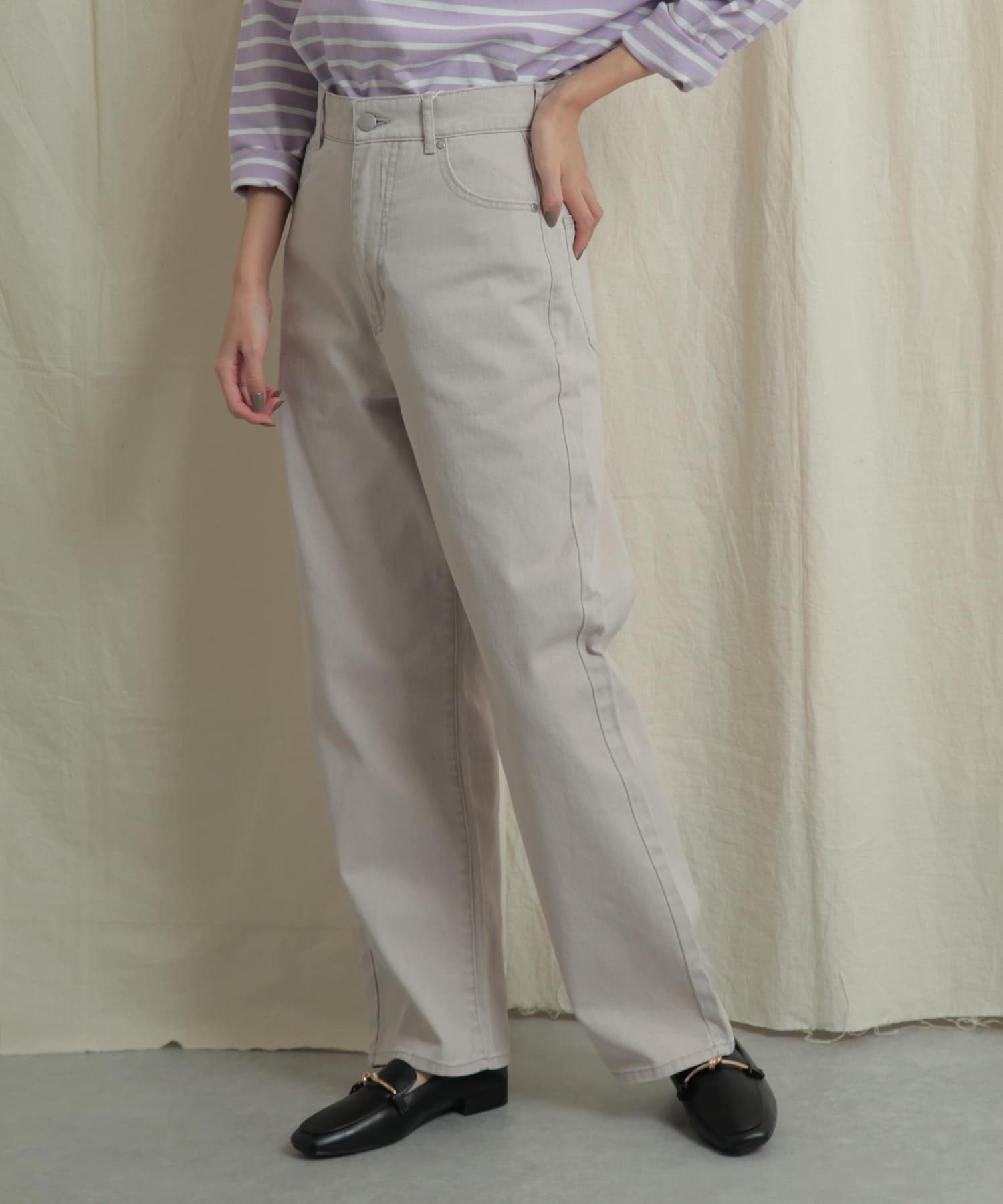 『Tallサイズあり』カラーカツラギパンツ GREIGE S