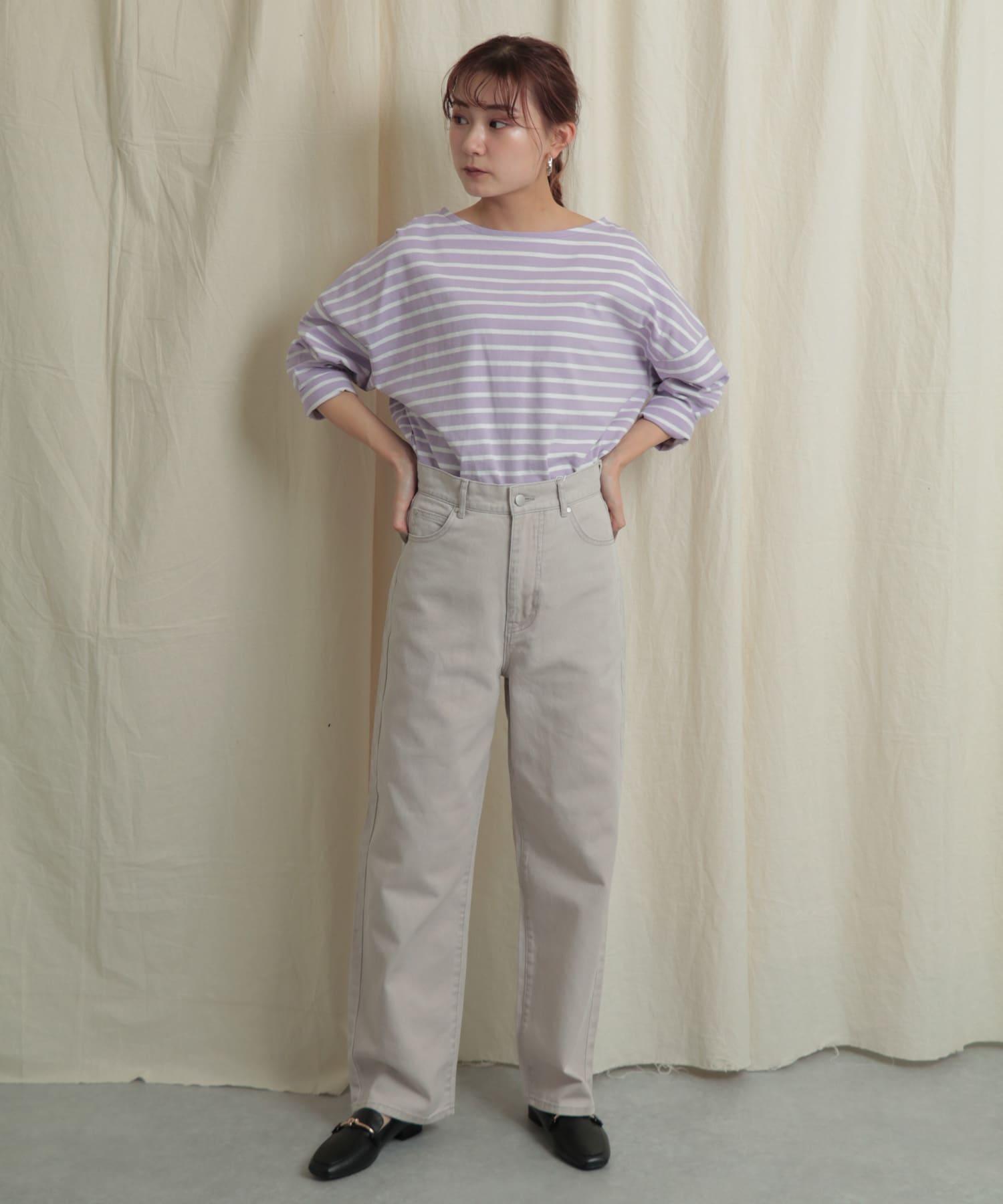 『Tallサイズあり』カラーカツラギパンツ GREIGE S