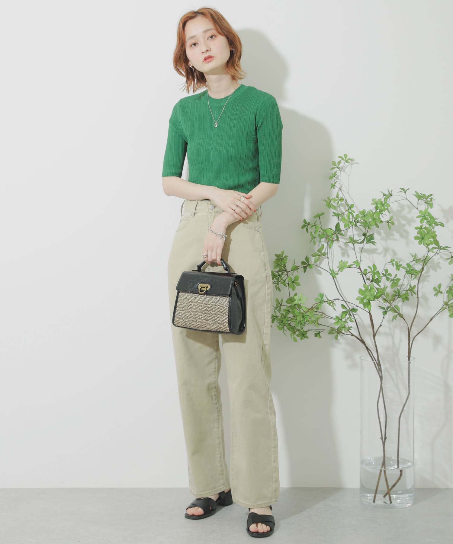 『Tallサイズあり』カラーカツラギパンツ L.OLIVE S