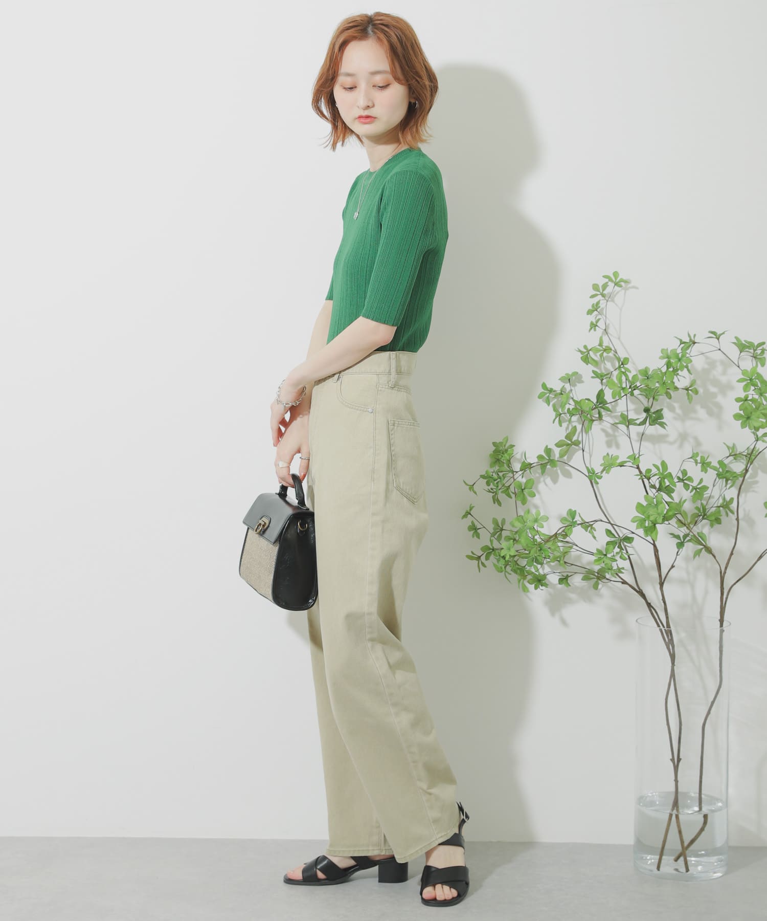 『Tallサイズあり』カラーカツラギパンツ L.OLIVE S