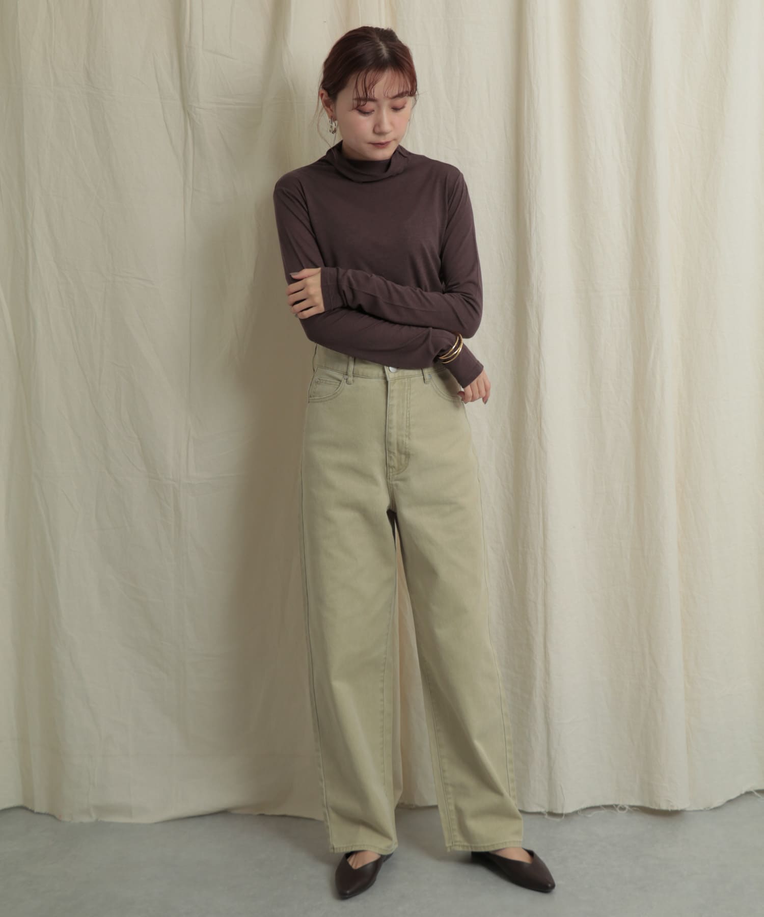 『Tallサイズあり』カラーカツラギパンツ L.OLIVE M