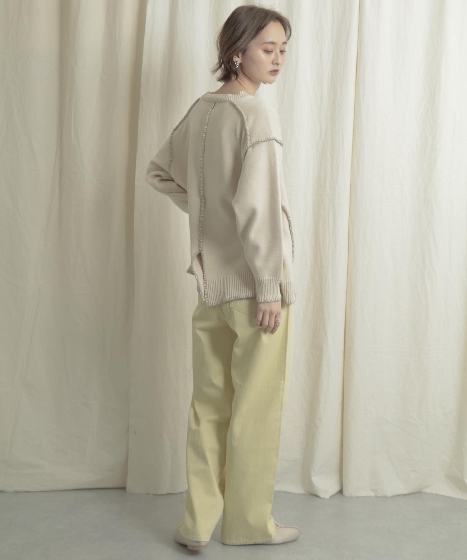 『Tallサイズあり』カラーカツラギパンツ YELLOW S