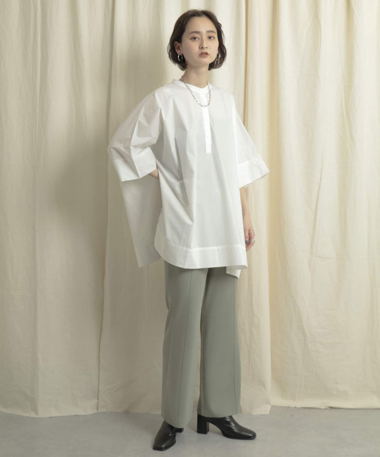 センターシームニットパンツ L.KHAKI one