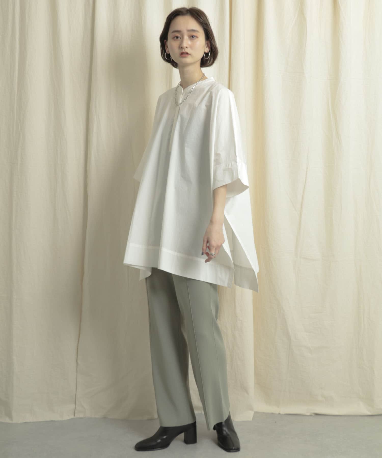 センターシームニットパンツ L.KHAKI one