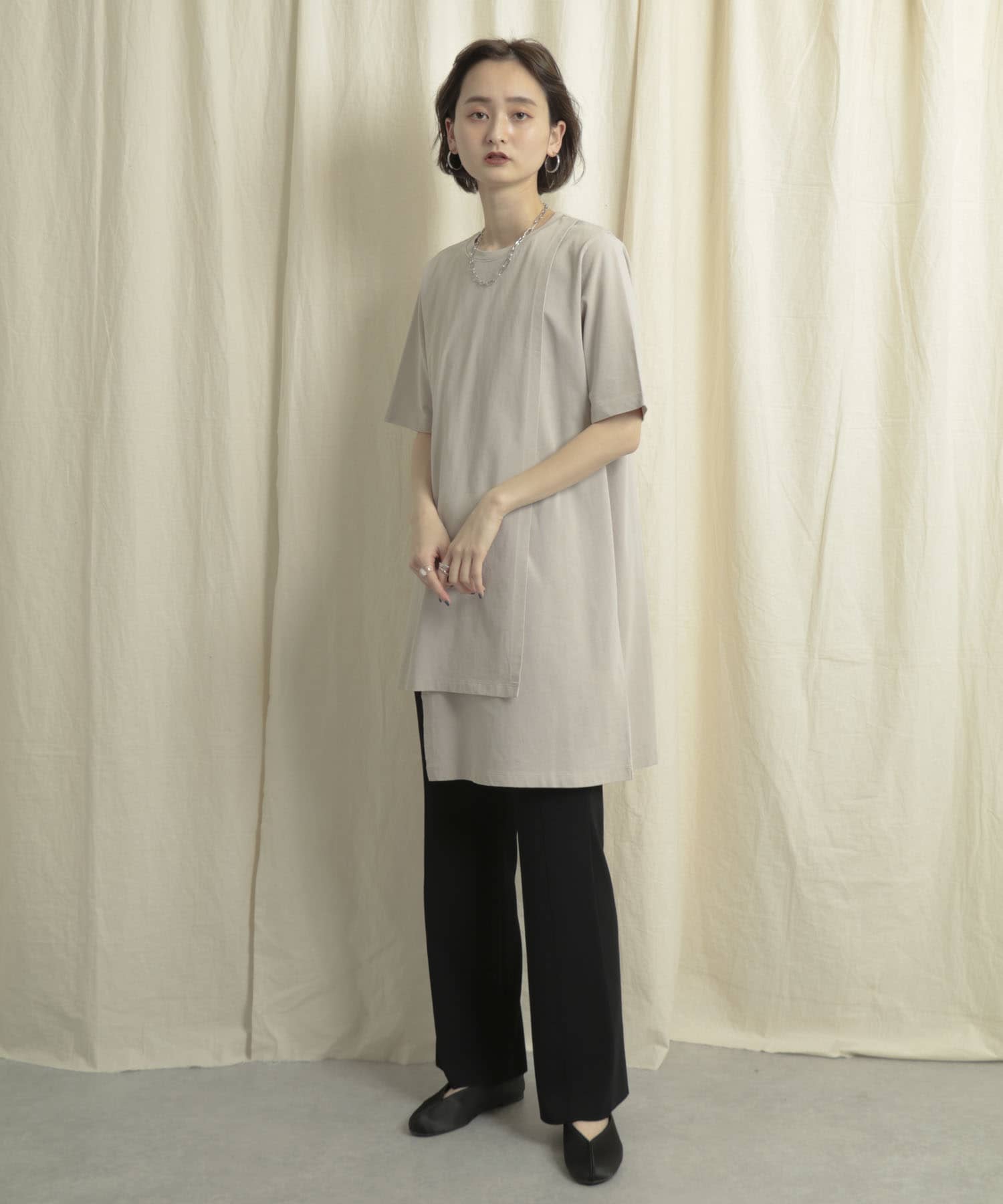 センターシームニットパンツ BLACK one