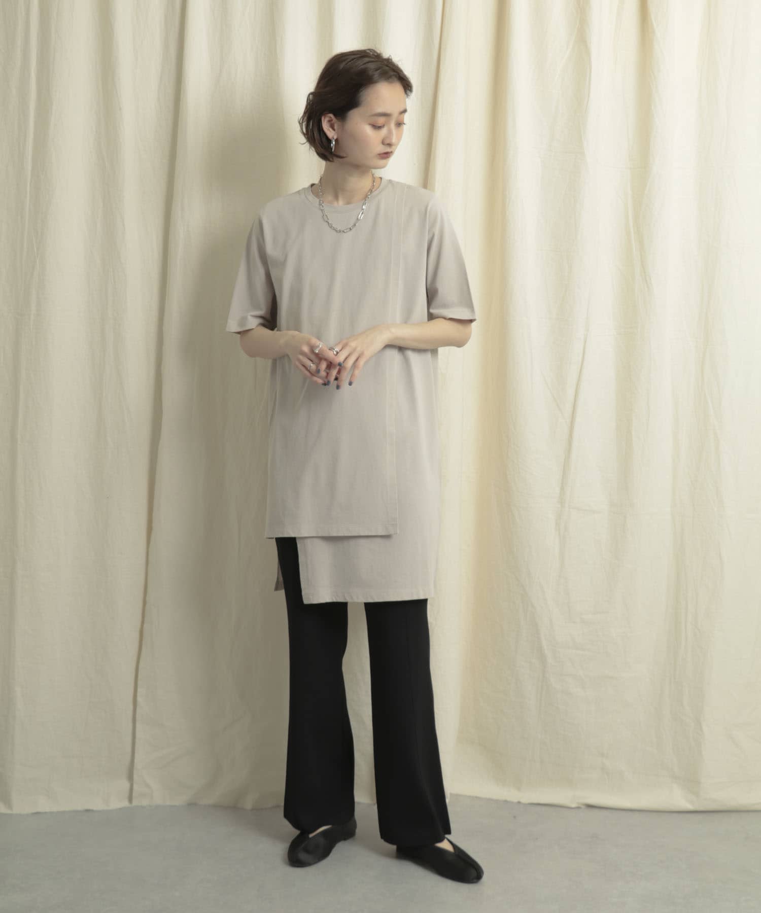 センターシームニットパンツ BLACK one