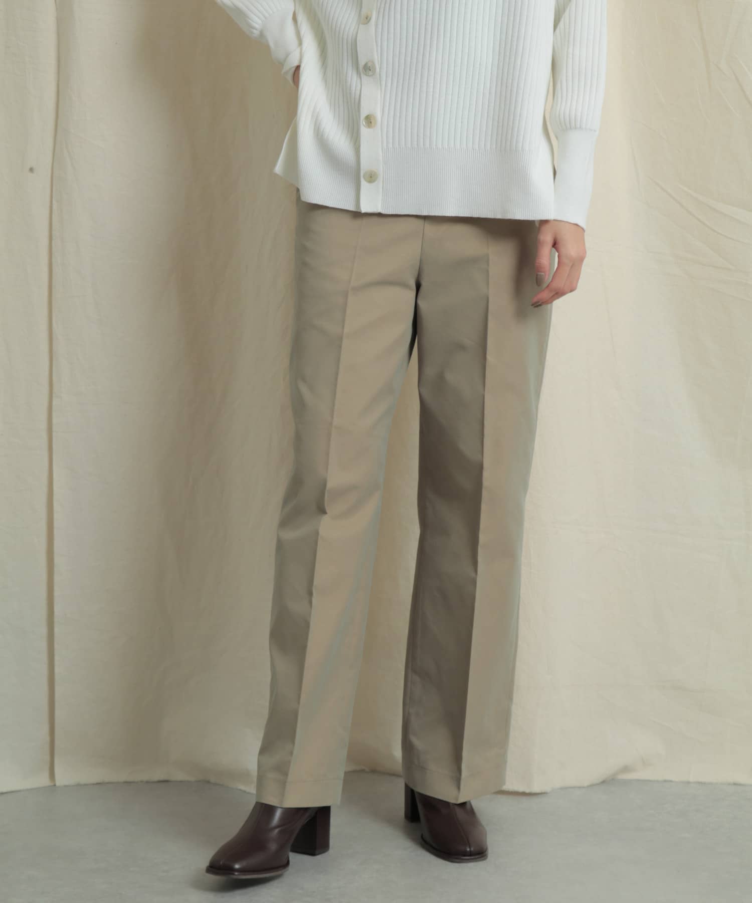 バックスリットストレートワイドパンツ BEIGE S