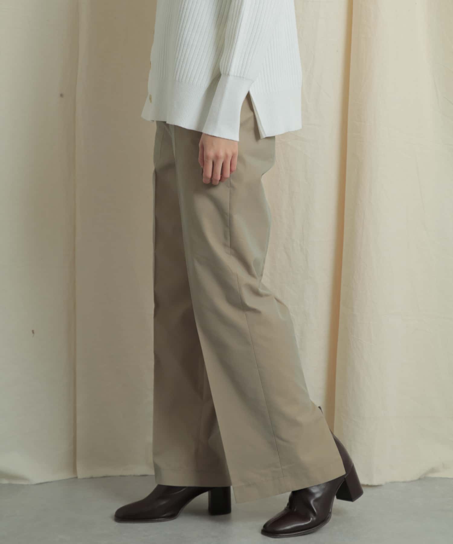 バックスリットストレートワイドパンツ BEIGE S