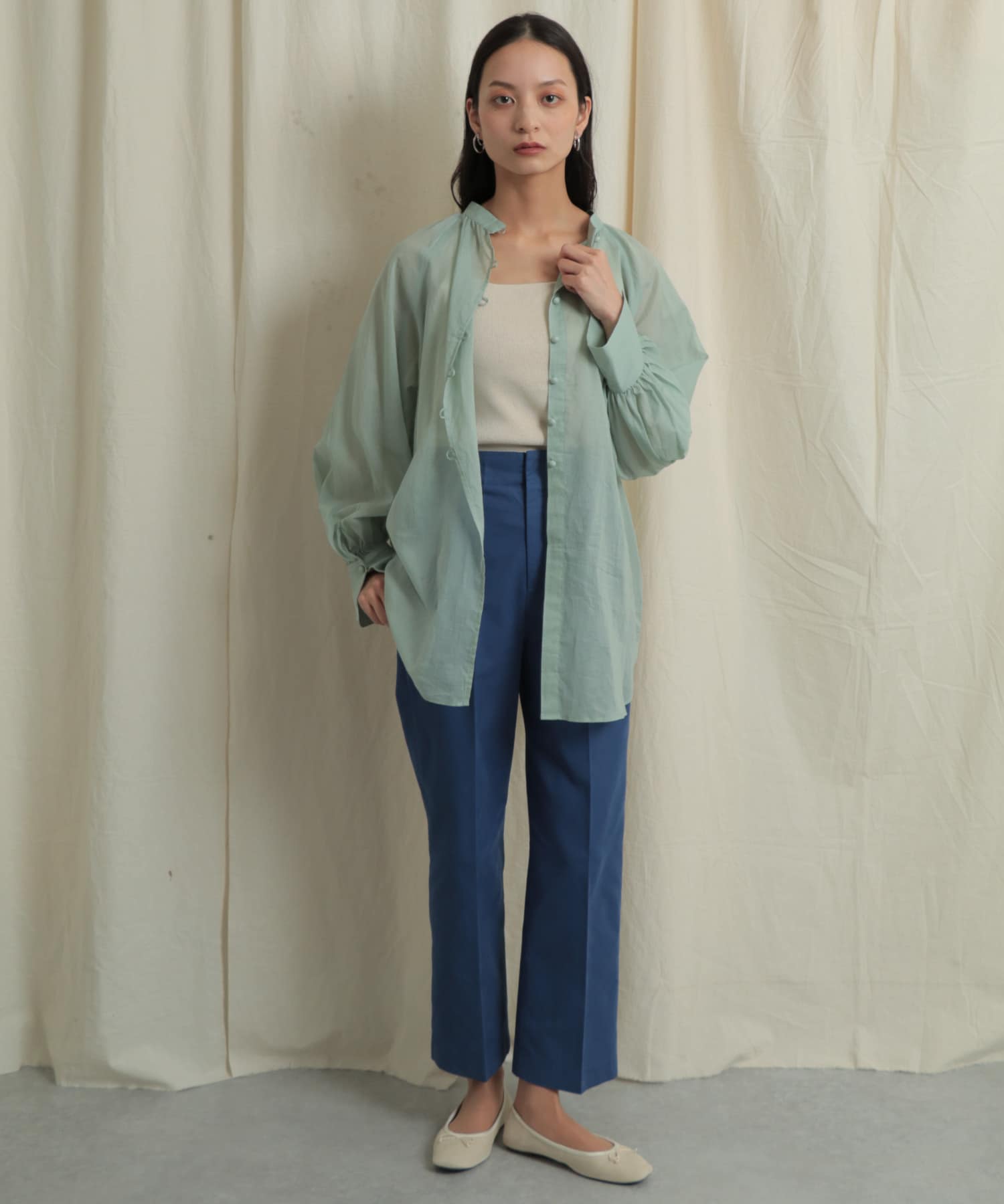 バックスリットストレートワイドパンツ ROYAL BLUE S