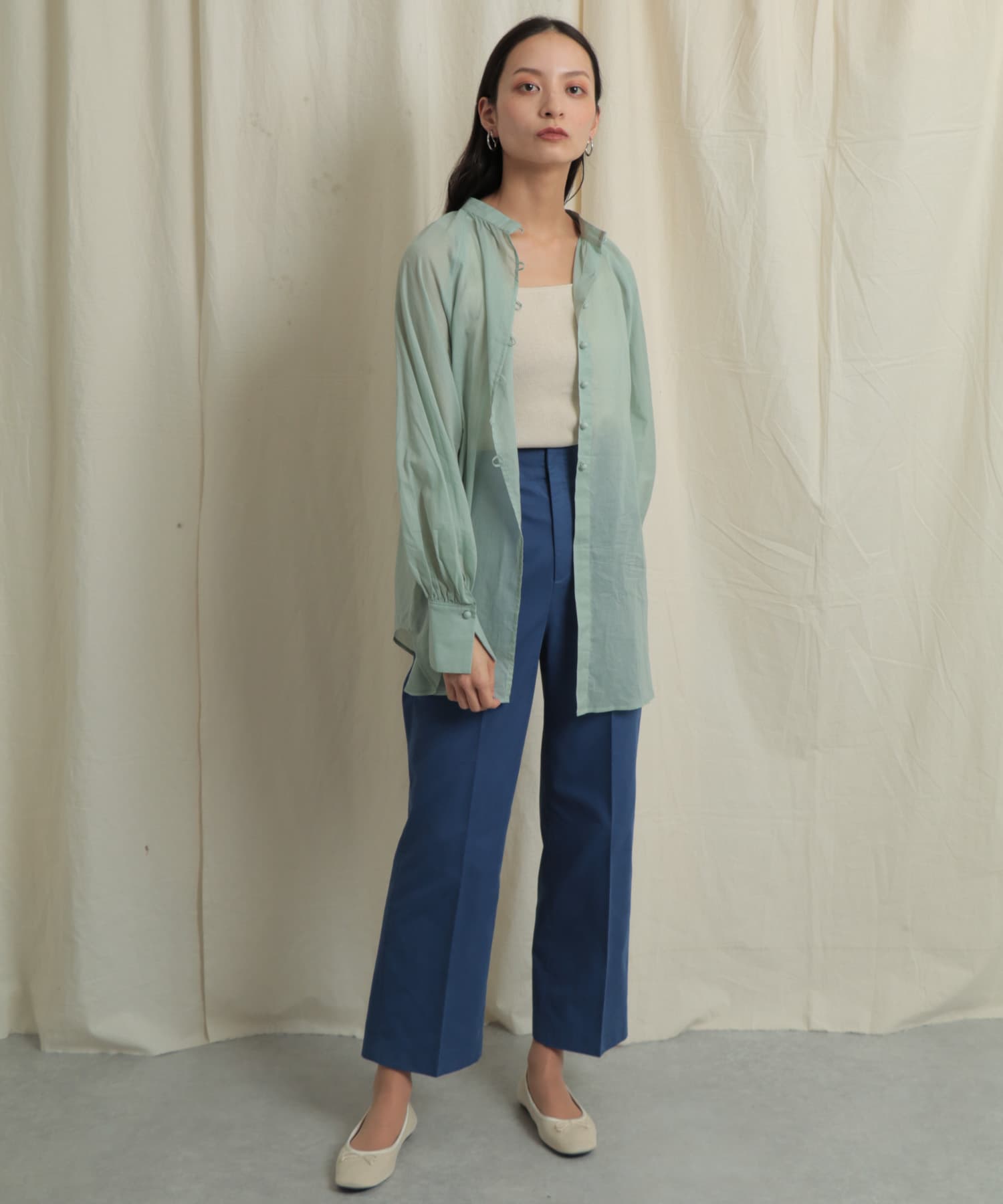 バックスリットストレートワイドパンツ ROYAL BLUE S