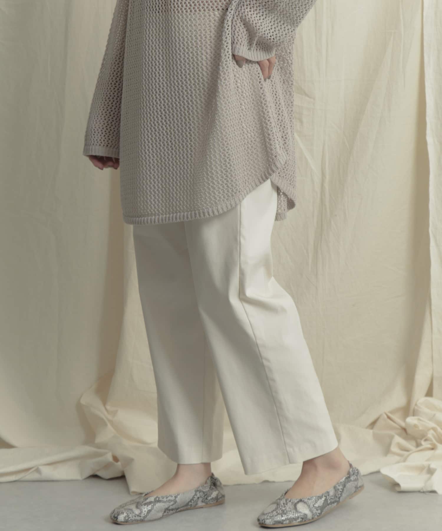 『Tallサイズあり』ストレッチワイドクロップドパンツ GREIGE S
