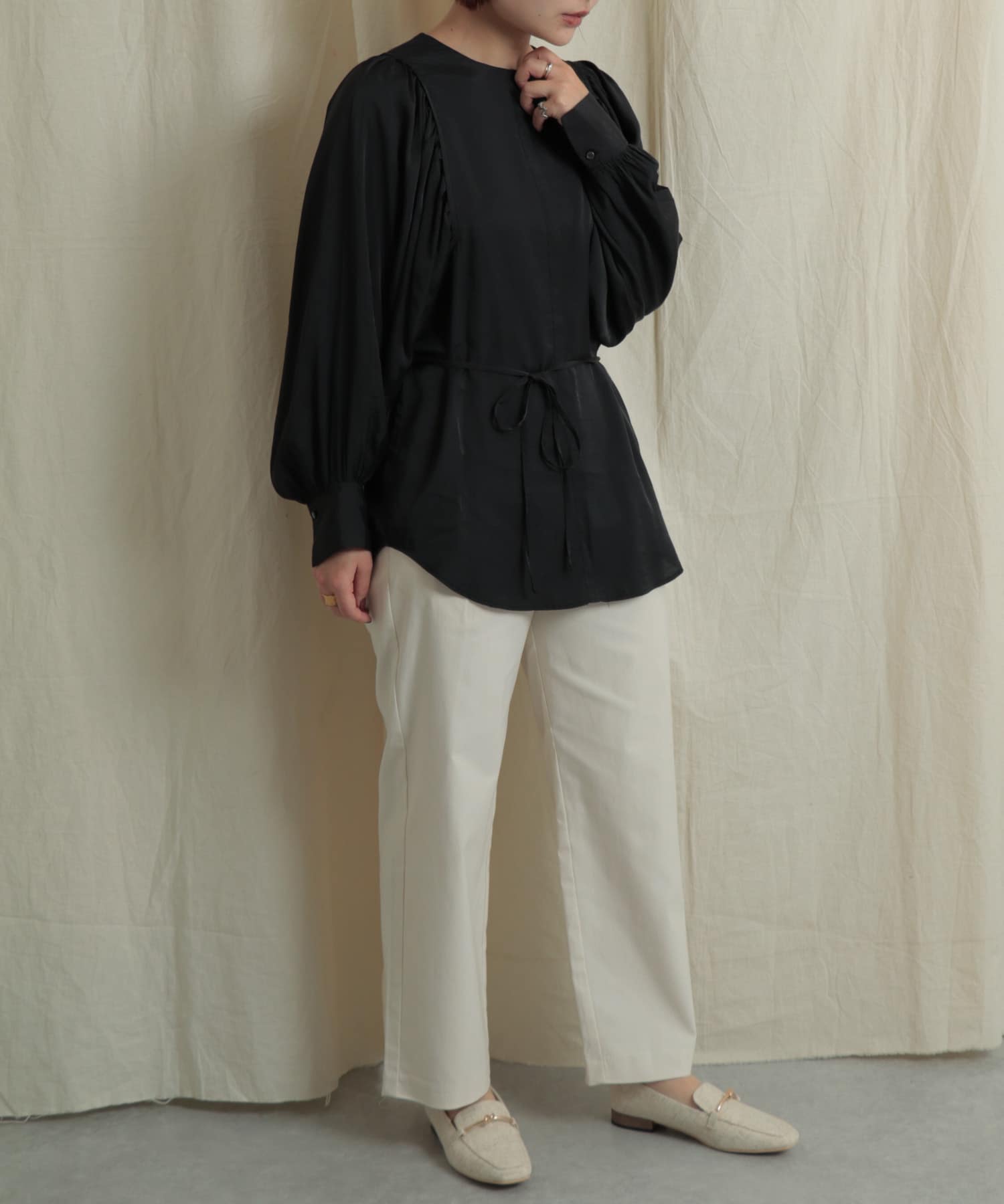 『Tallサイズあり』ストレッチワイドクロップドパンツ IVORY XS