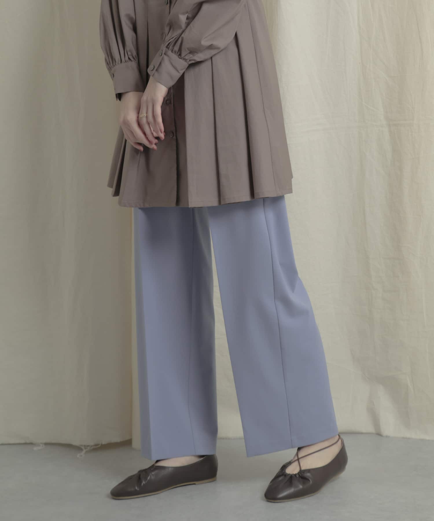 『Tallサイズあり』ワイドスラックスパンツ BLUE XS