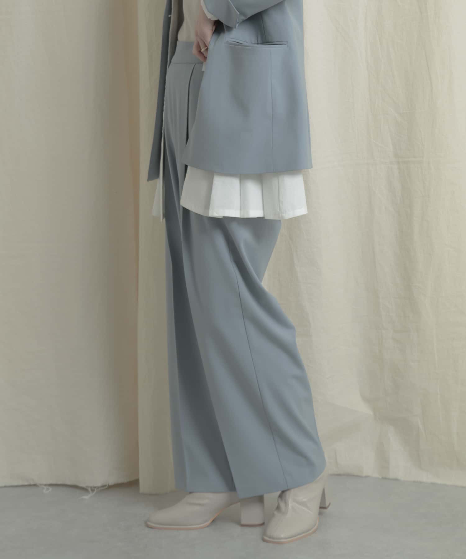 『Tallサイズあり』ワイドスラックスパンツ L.BLUE S