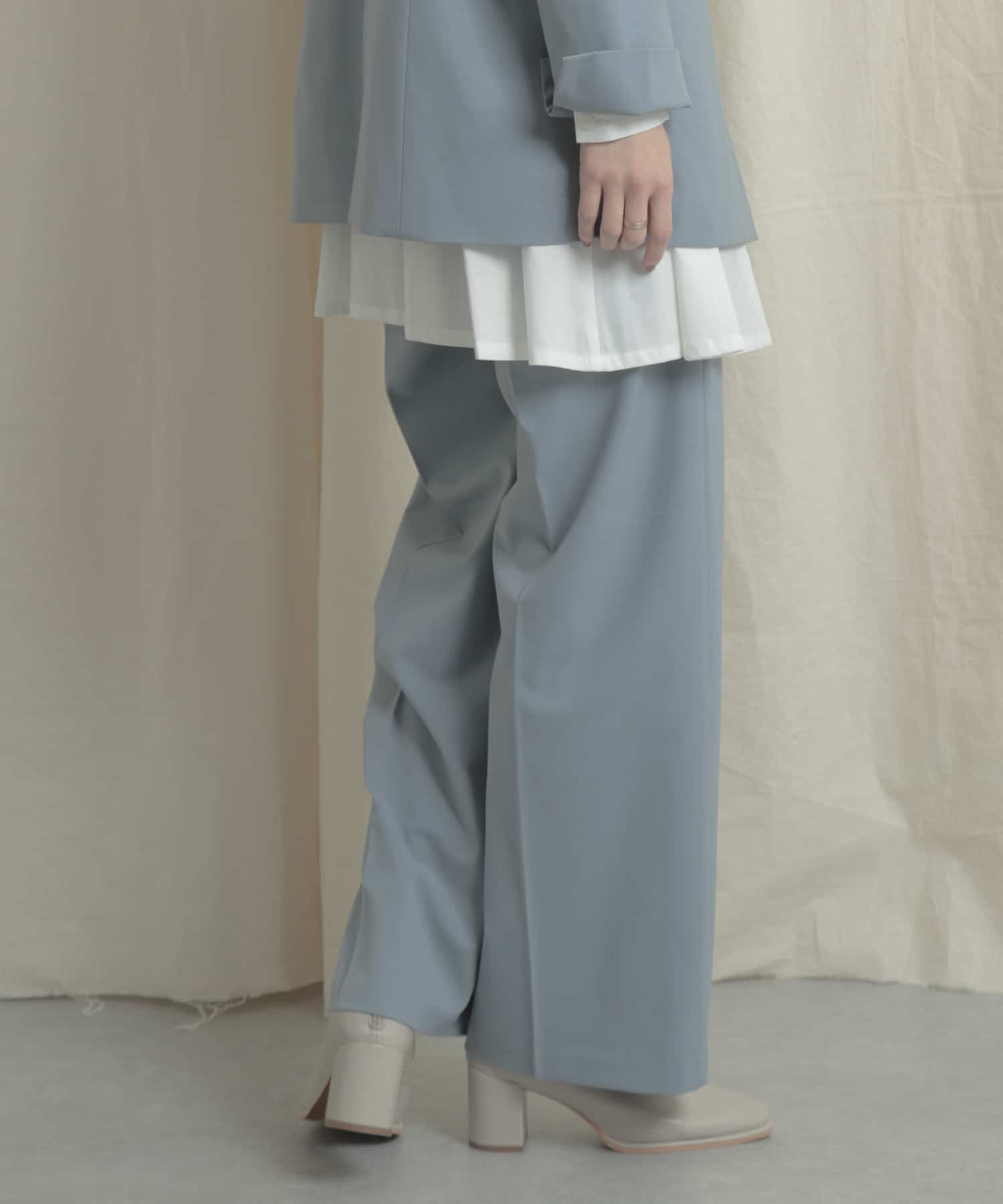 『Tallサイズあり』ワイドスラックスパンツ L.BLUE S