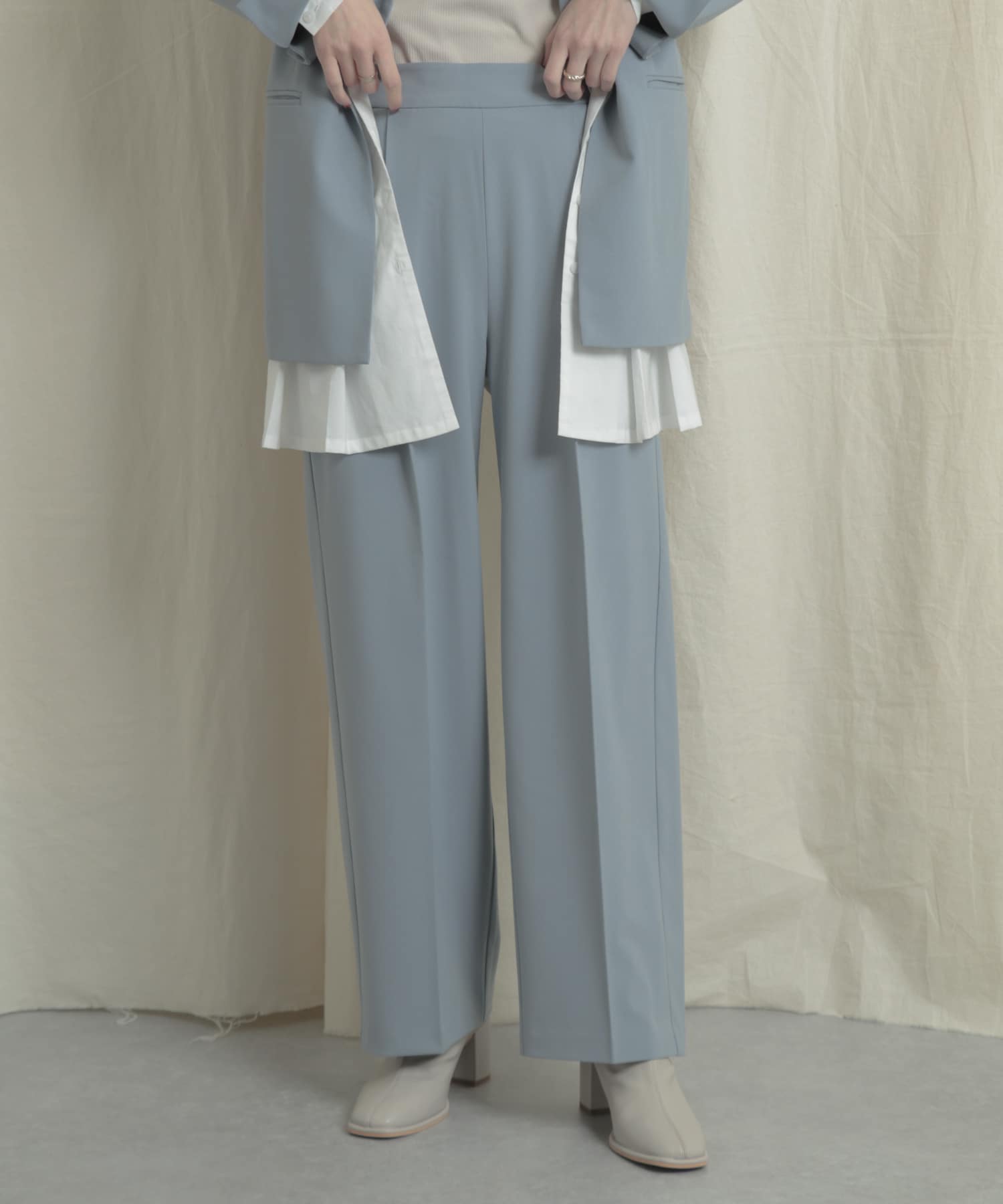 『Tallサイズあり』ワイドスラックスパンツ L.BLUE S