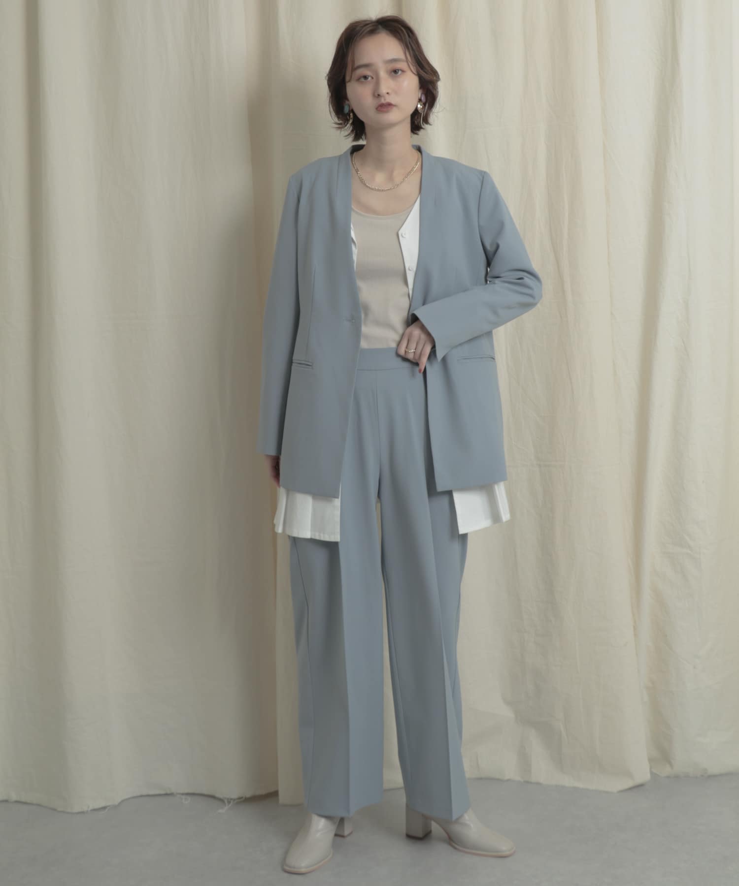 『Tallサイズあり』ワイドスラックスパンツ L.BLUE M