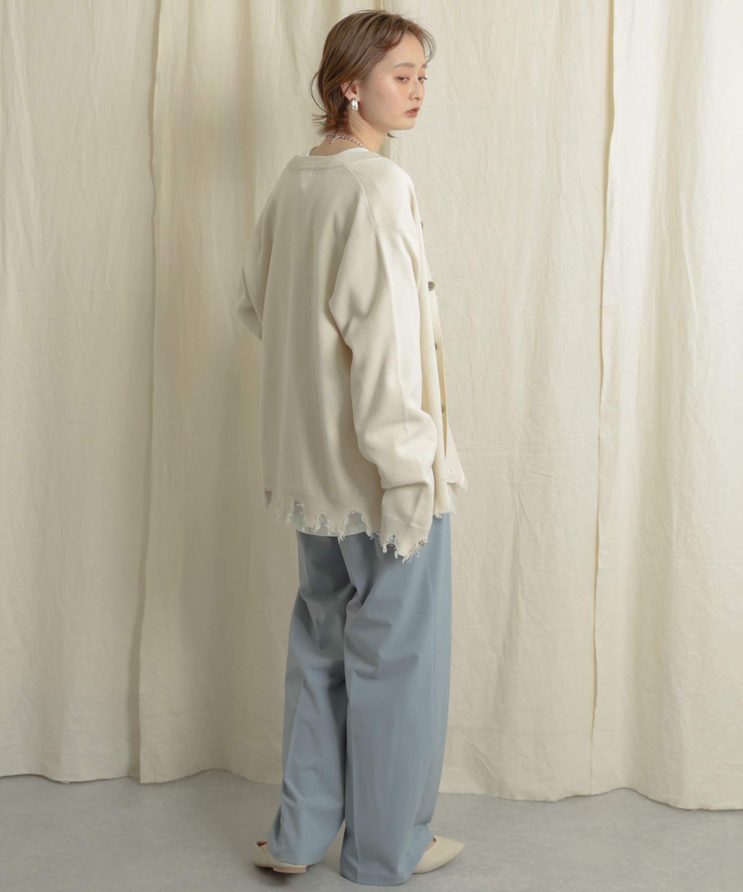 『Tallサイズあり』ワイドスラックスパンツ L.BLUE TALL