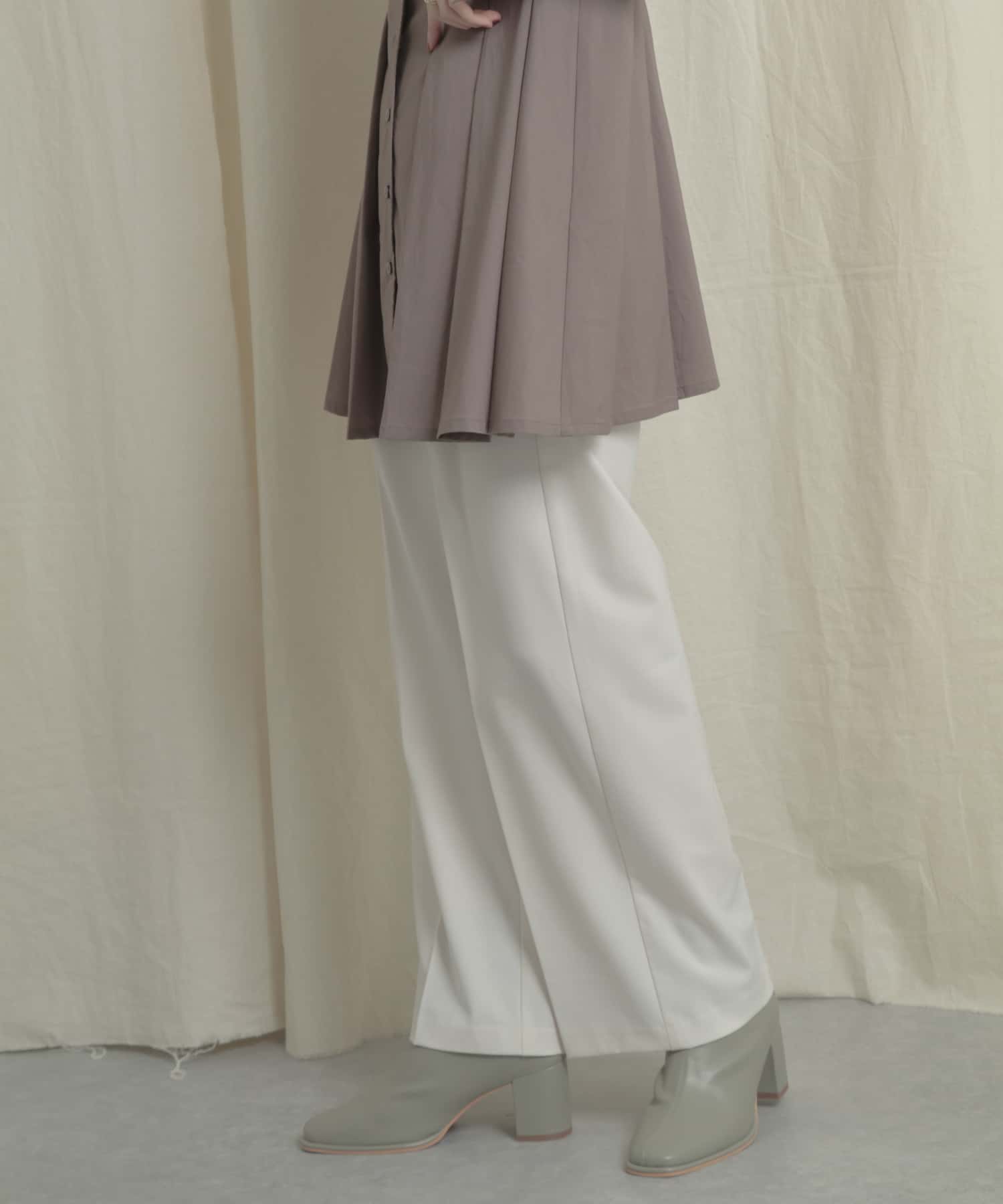 『Tallサイズあり』ワイドスラックスパンツ IVORY XS
