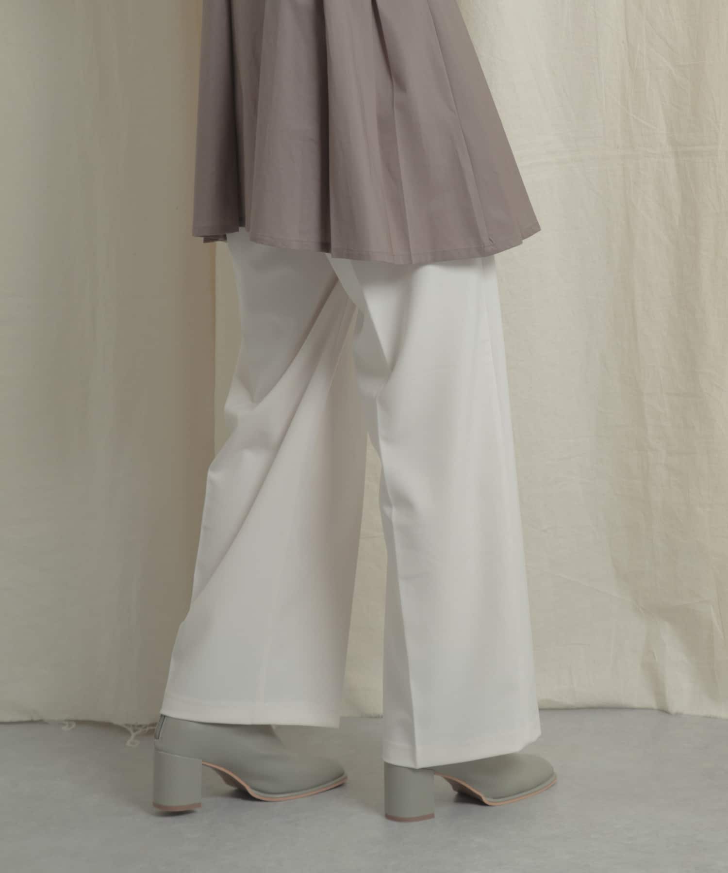 『Tallサイズあり』ワイドスラックスパンツ IVORY XS