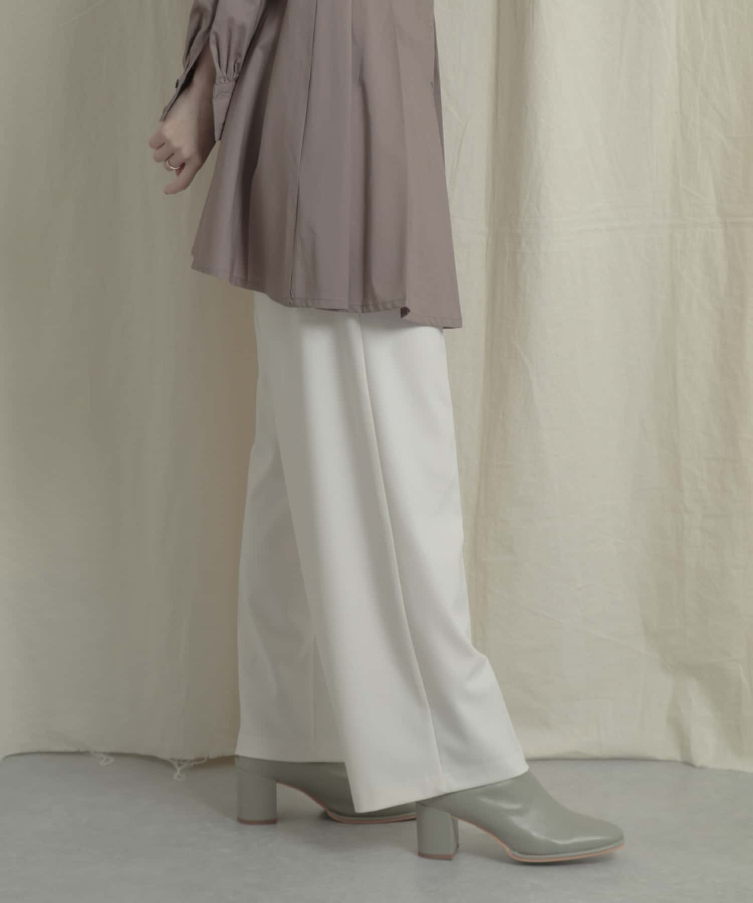 『Tallサイズあり』ワイドスラックスパンツ IVORY S