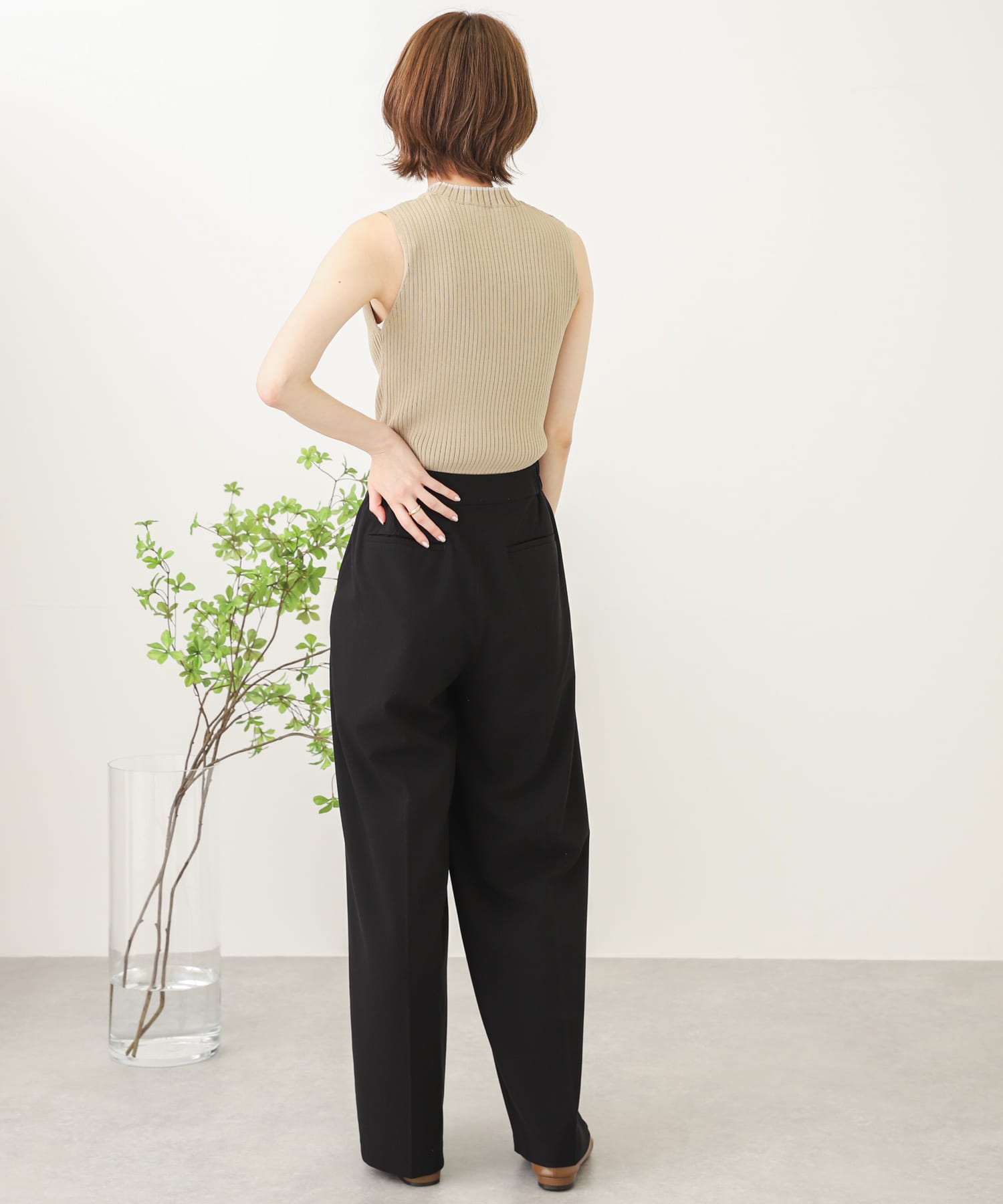 『Tallサイズあり』ワイドスラックスパンツ BLACK XS