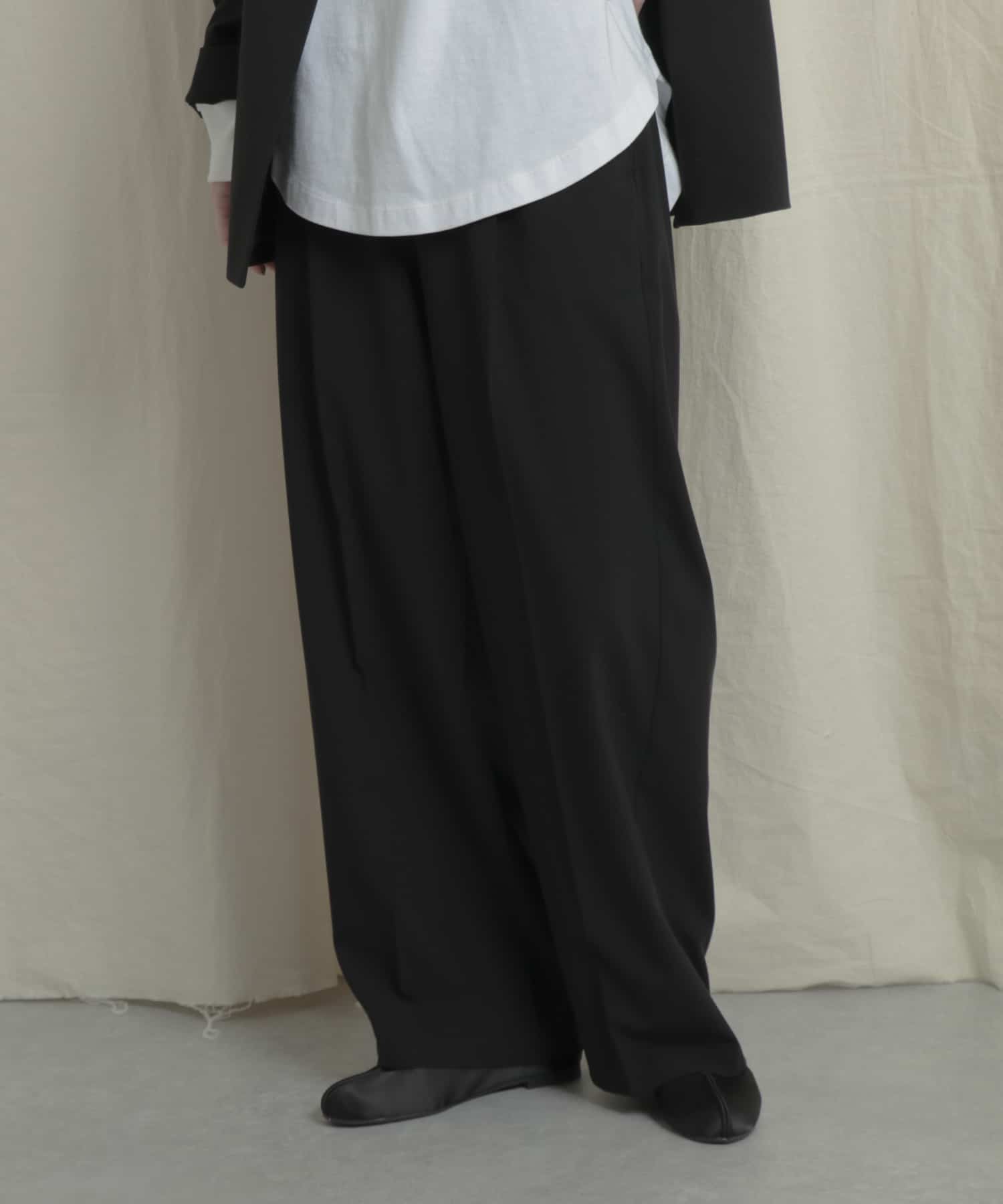 『Tallサイズあり』ワイドスラックスパンツ BLACK XS