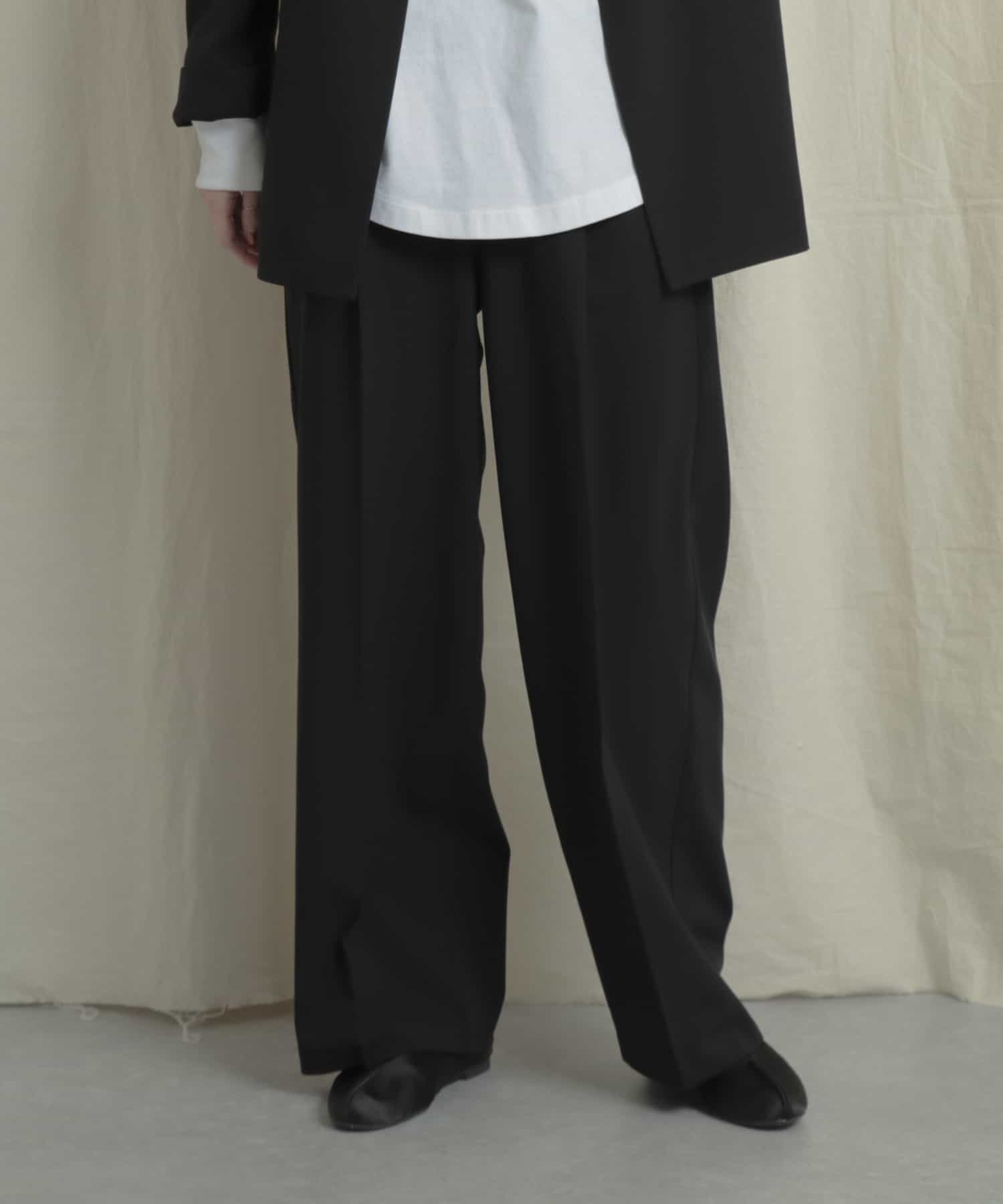 『Tallサイズあり』ワイドスラックスパンツ BLACK XS