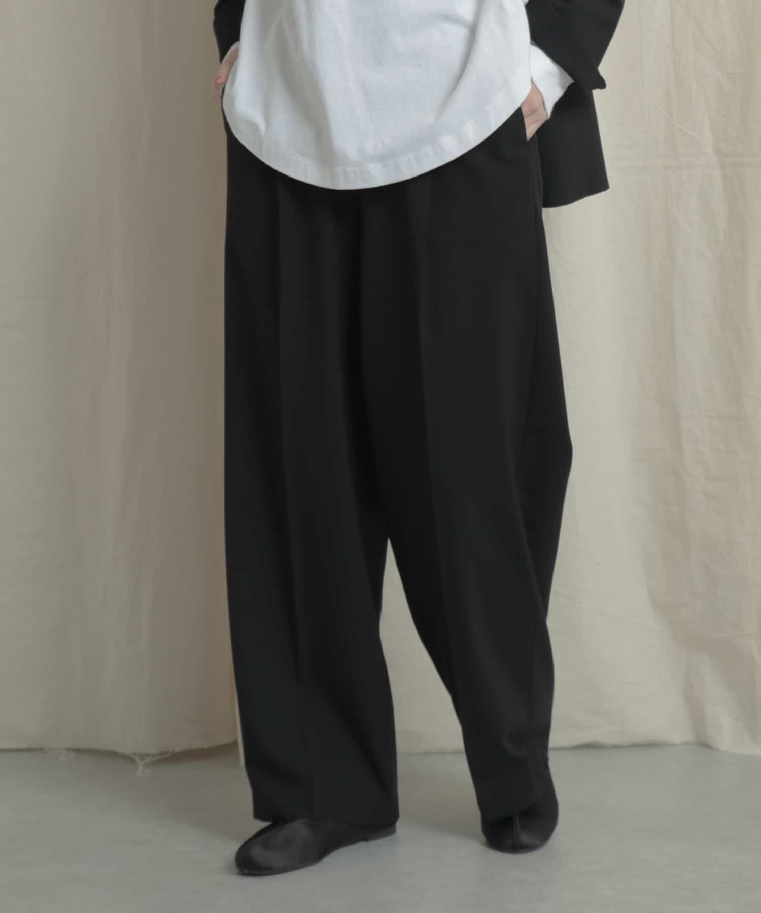 『Tallサイズあり』ワイドスラックスパンツ BLACK S