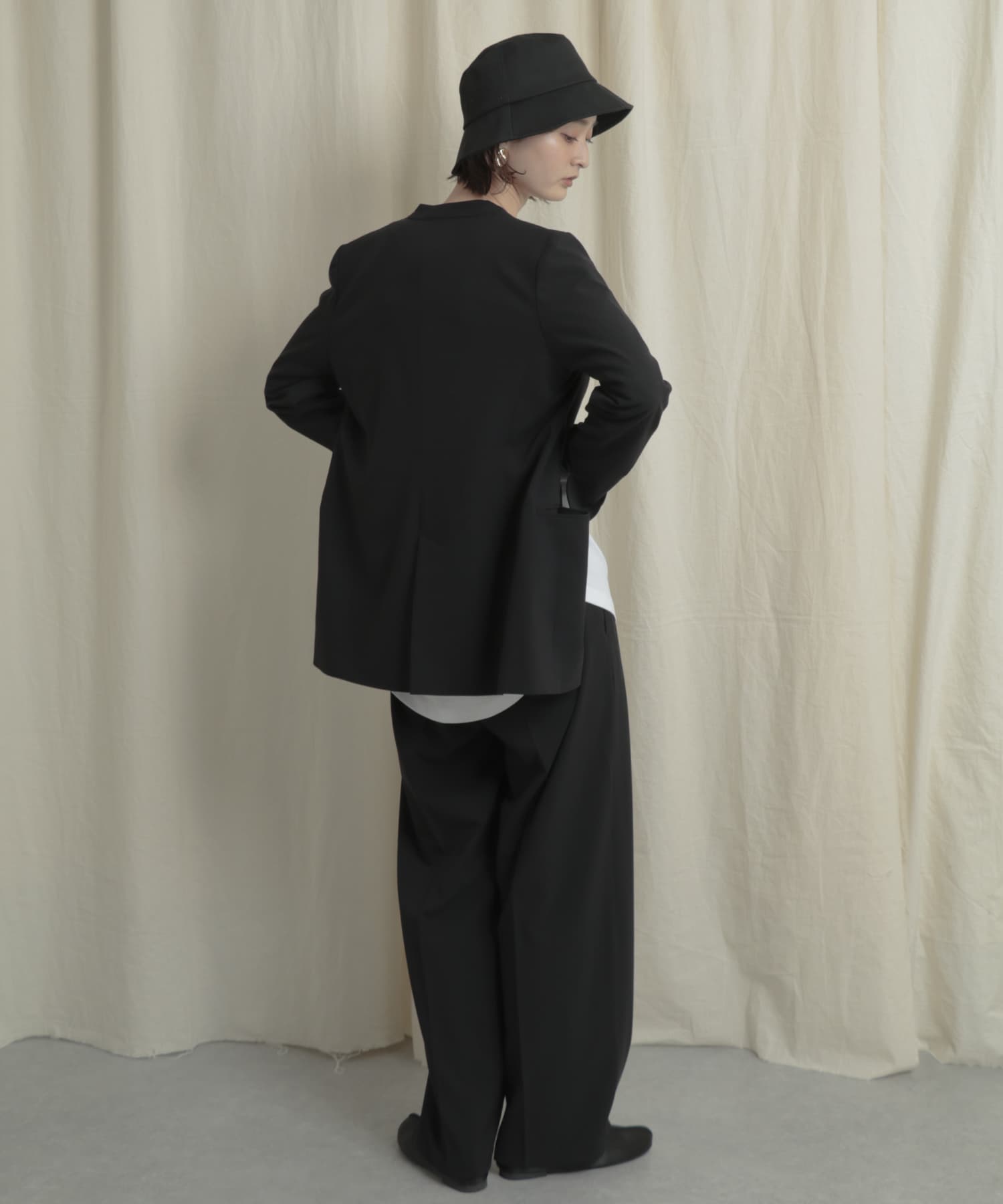 『Tallサイズあり』ワイドスラックスパンツ BLACK S