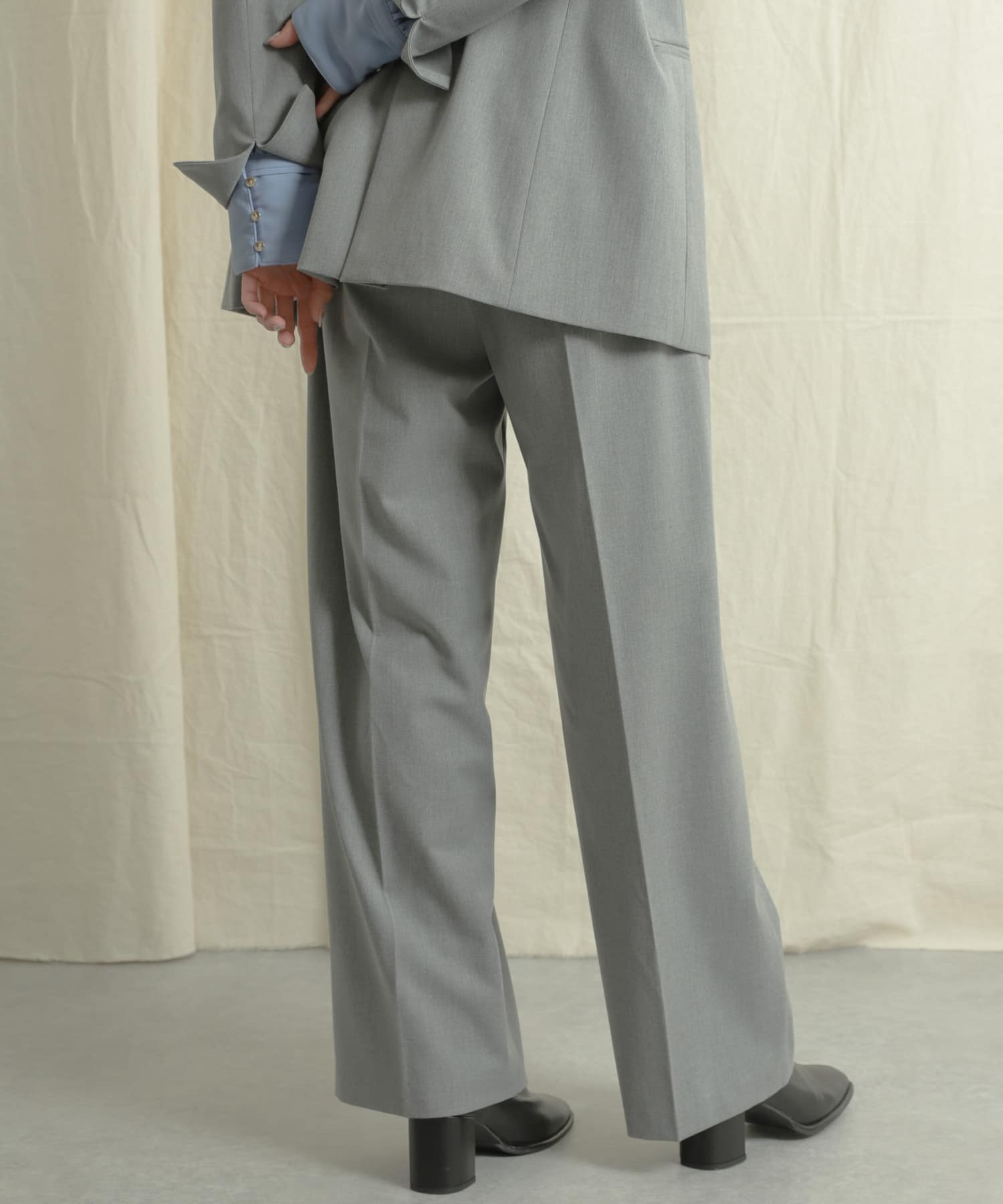 『Tallサイズあり』ワイドスラックスパンツ GRAY XS