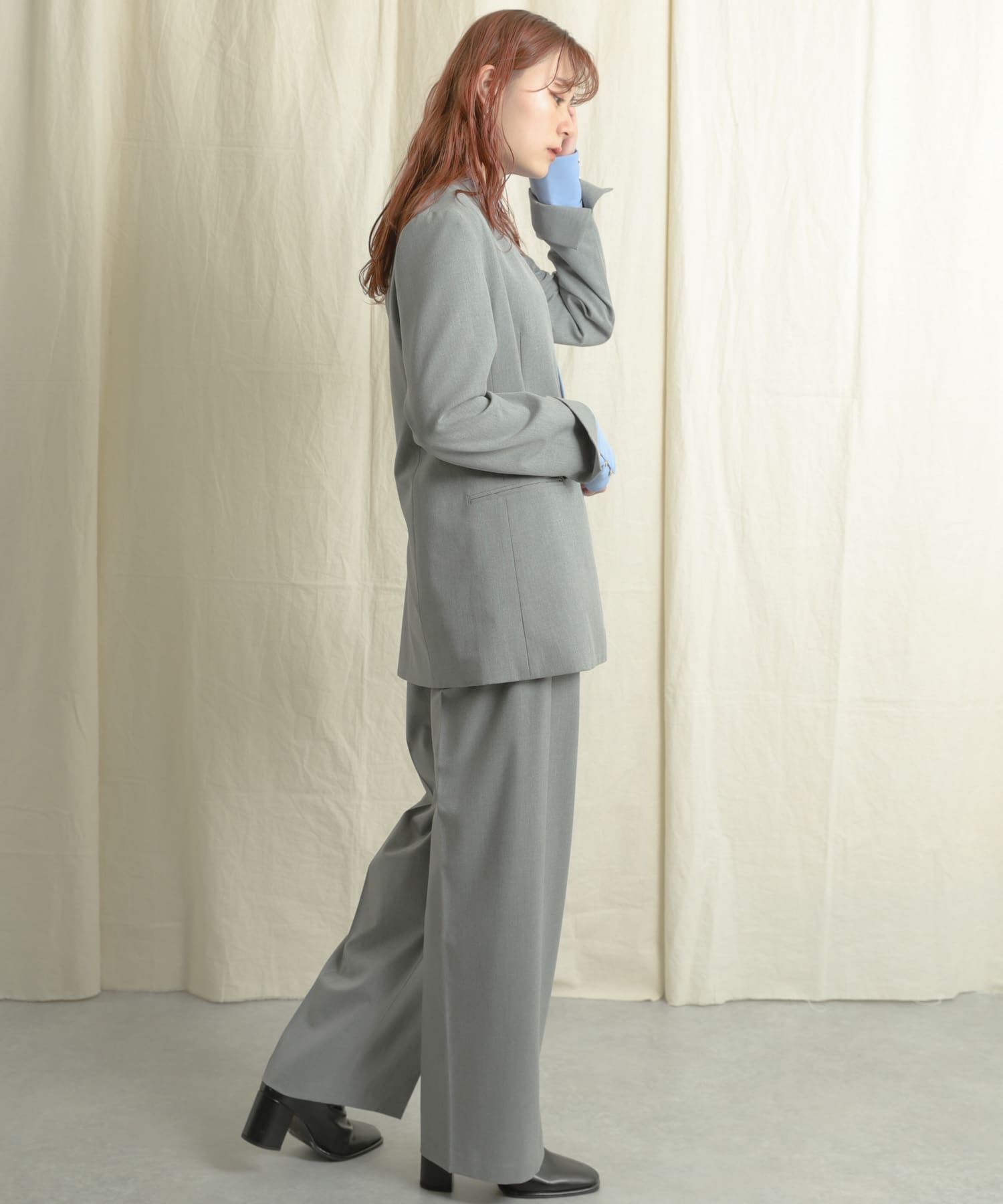 『Tallサイズあり』ワイドスラックスパンツ GRAY XS
