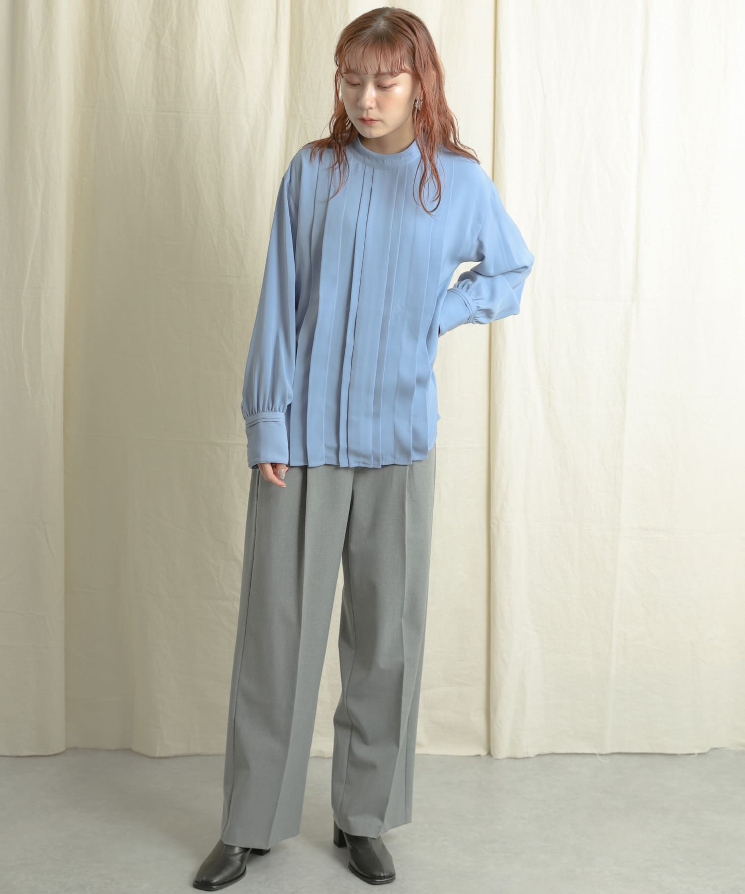 『Tallサイズあり』ワイドスラックスパンツ GRAY S