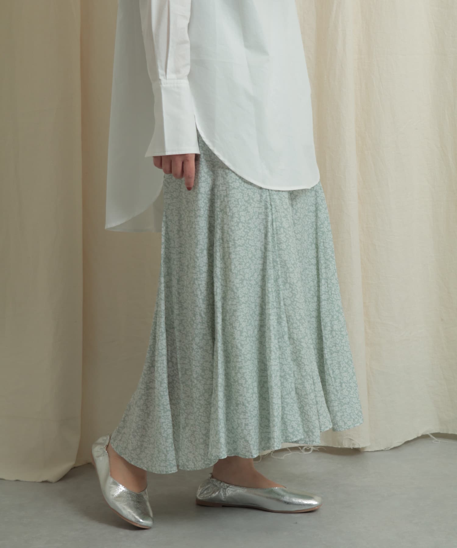 マーメイドフラワープリントスカート GREEN one