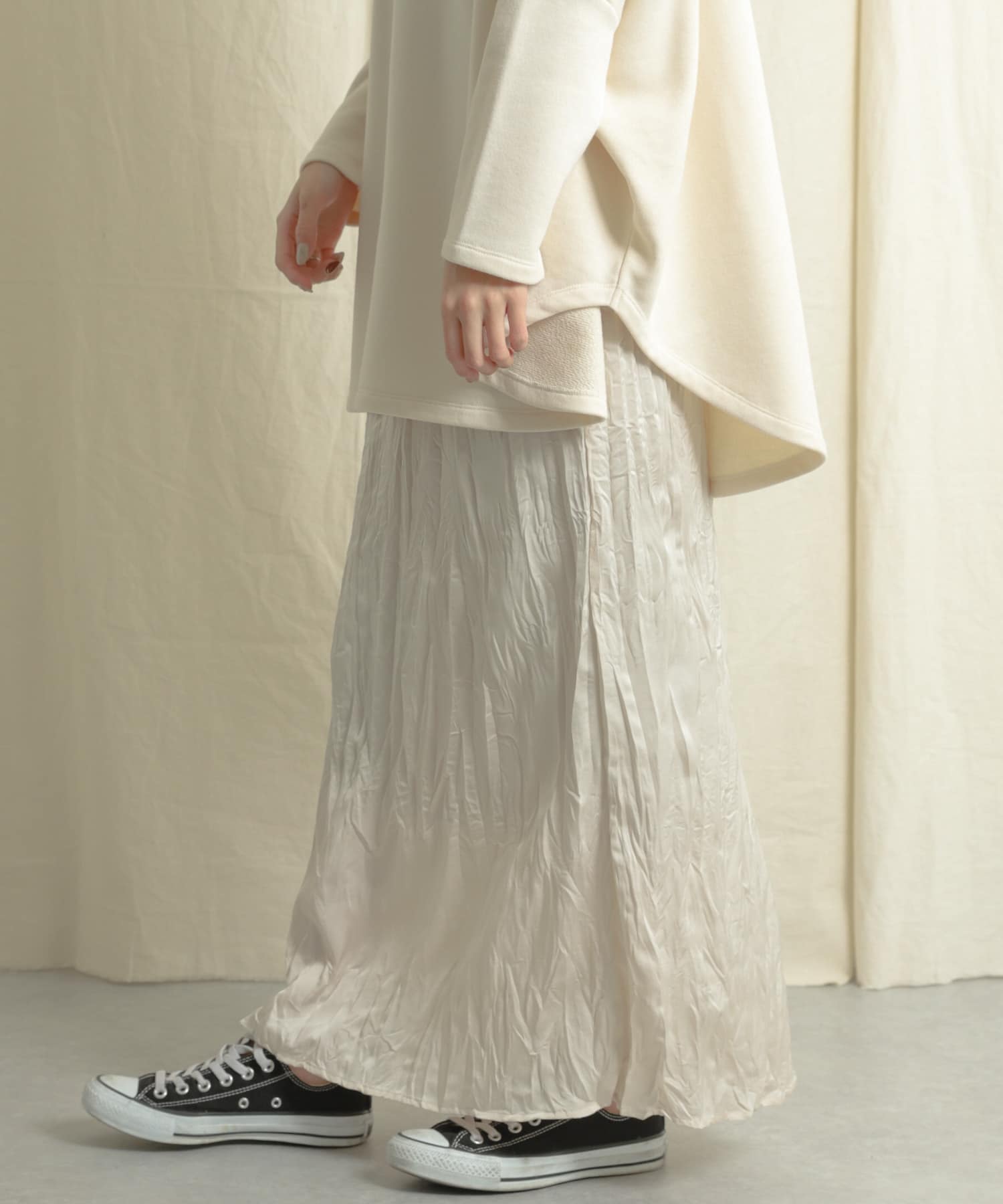 クリンクルスカート IVORY one