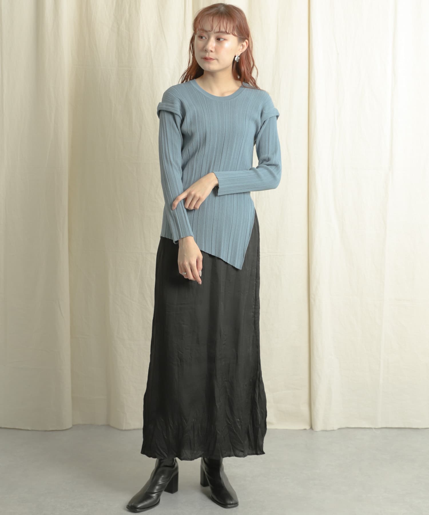 クリンクルスカート BLACK one