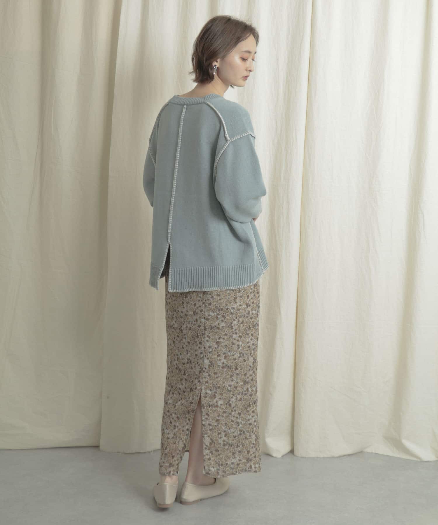 ナローラップフラワースカート BEIGE one