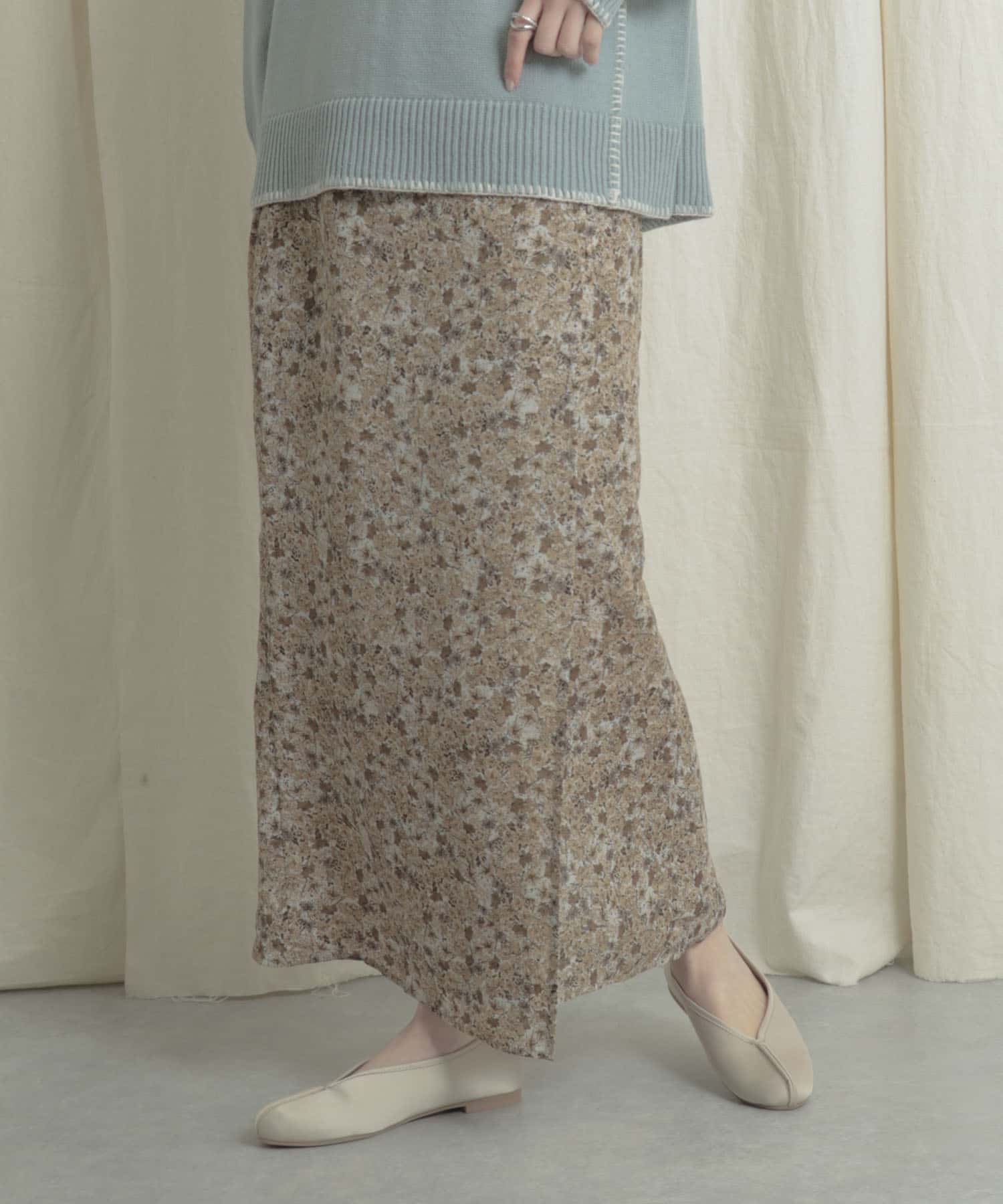 ナローラップフラワースカート BEIGE one