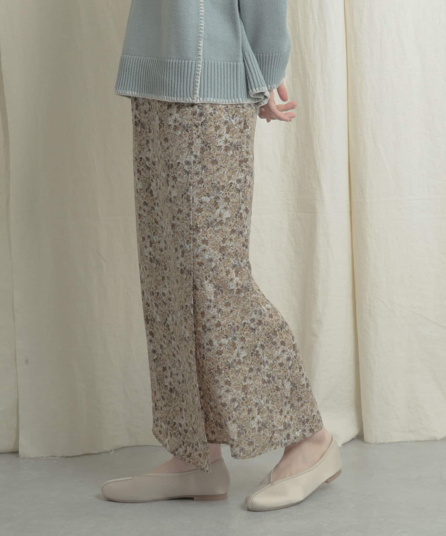 ナローラップフラワースカート BEIGE one