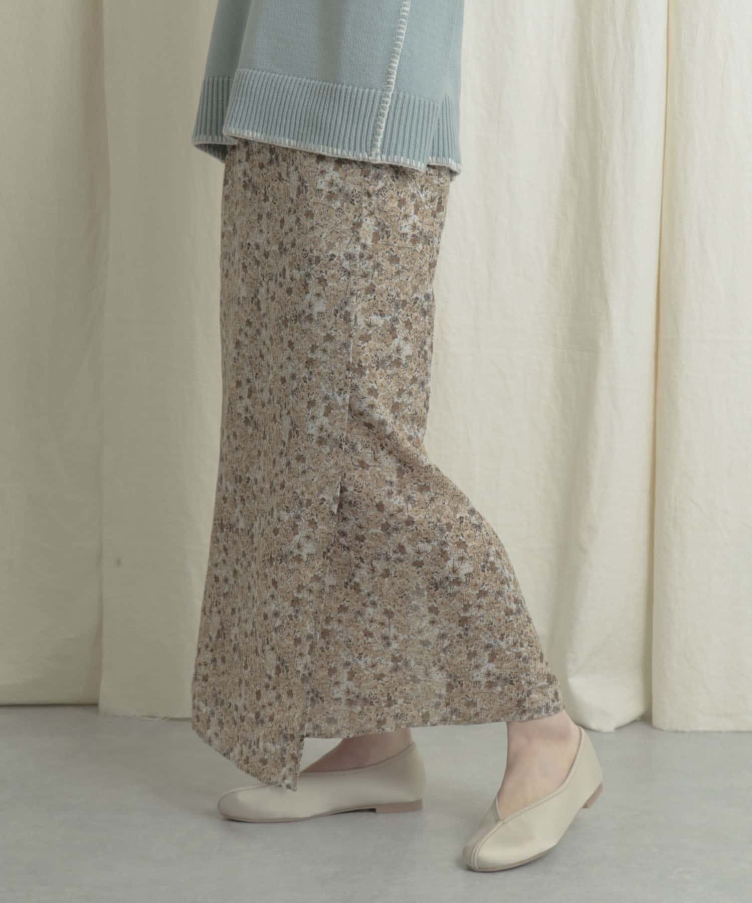 ナローラップフラワースカート BEIGE one