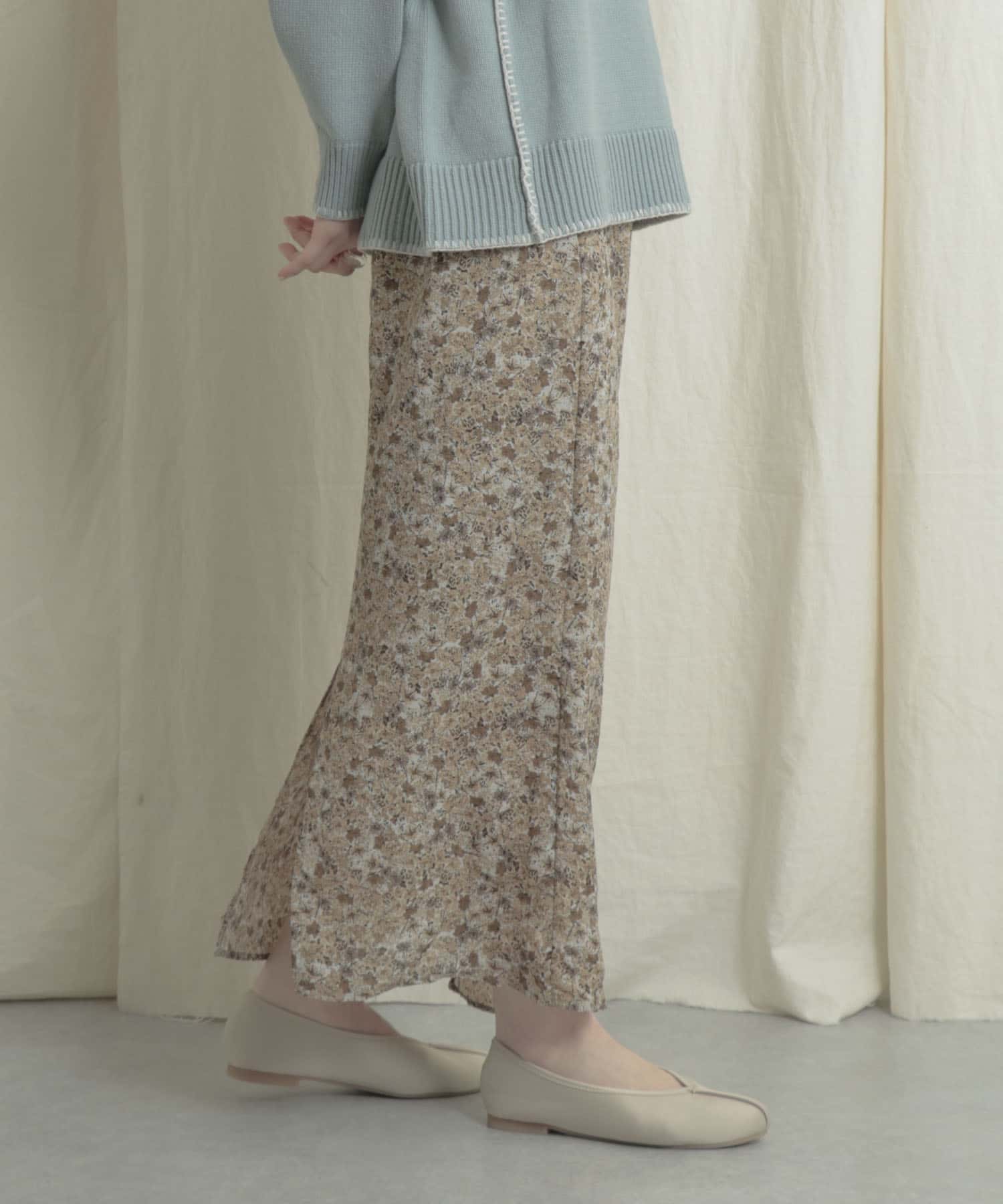 ナローラップフラワースカート BEIGE one