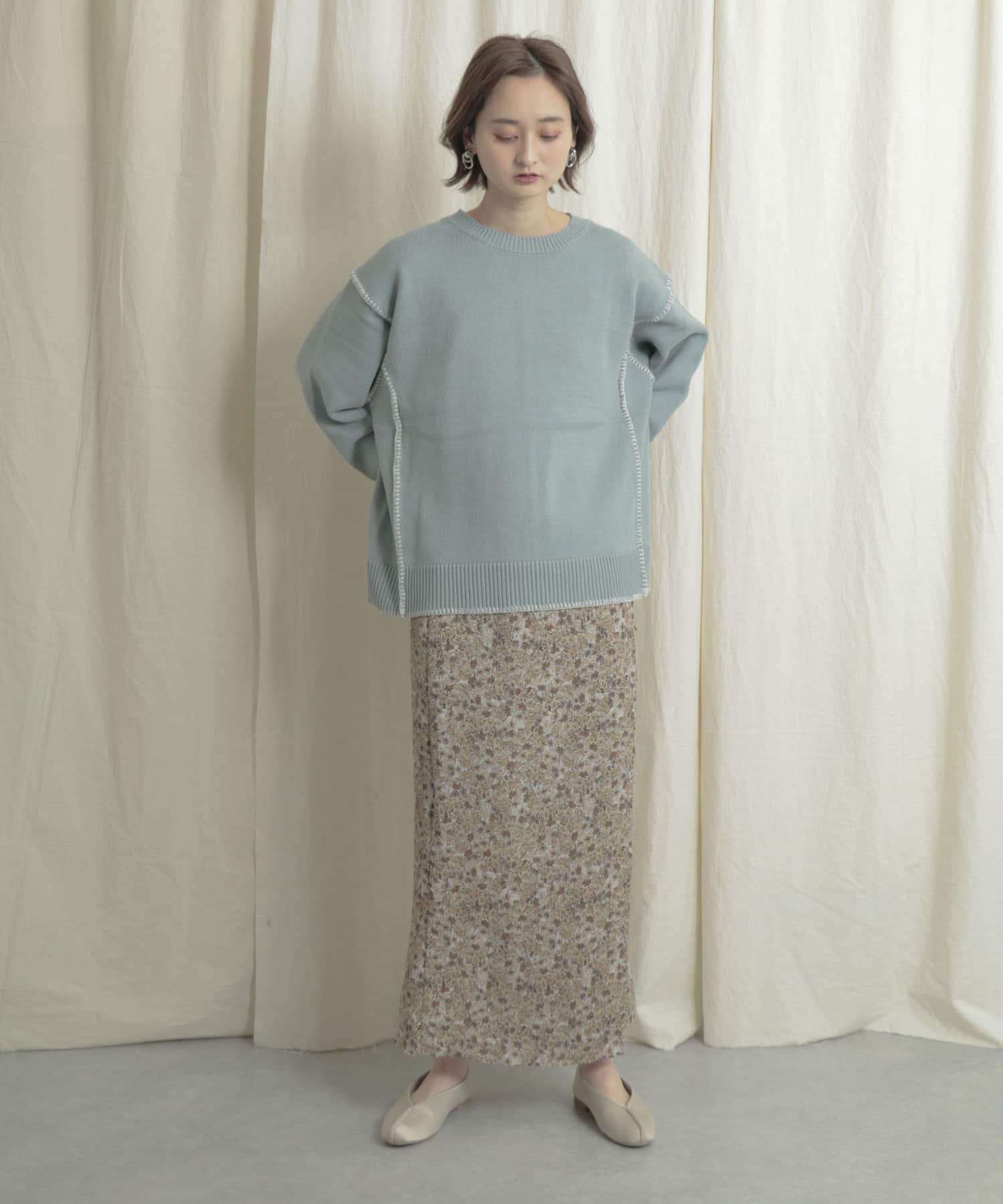 ナローラップフラワースカート BEIGE one