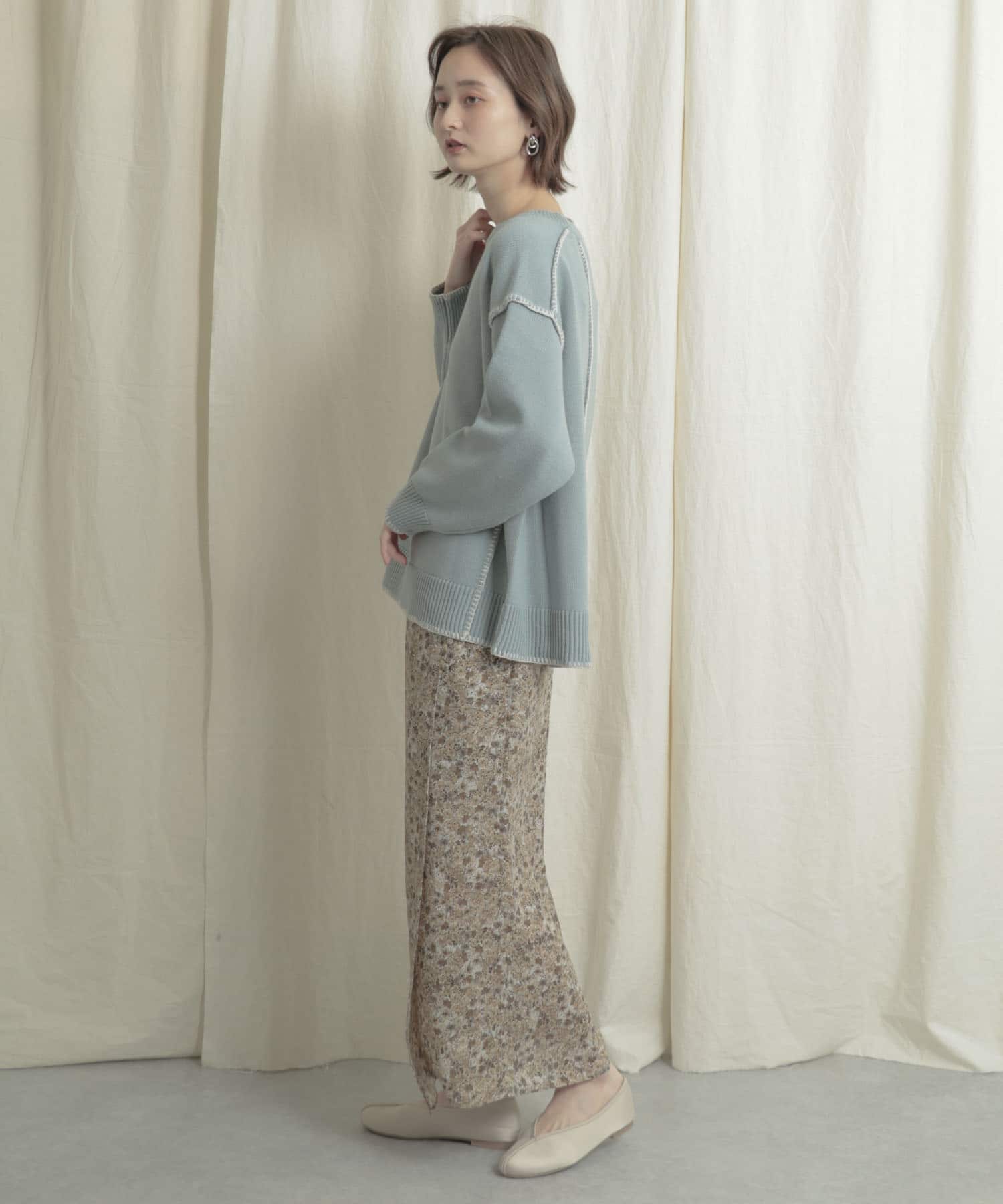 ナローラップフラワースカート BEIGE one