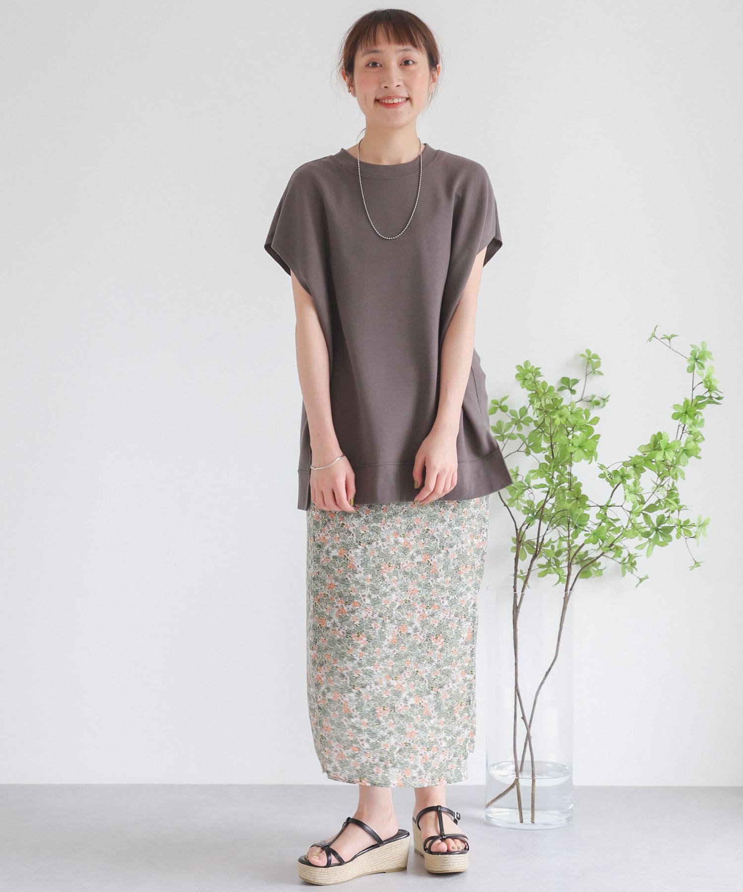 ナローラップフラワースカート L.GREEN one